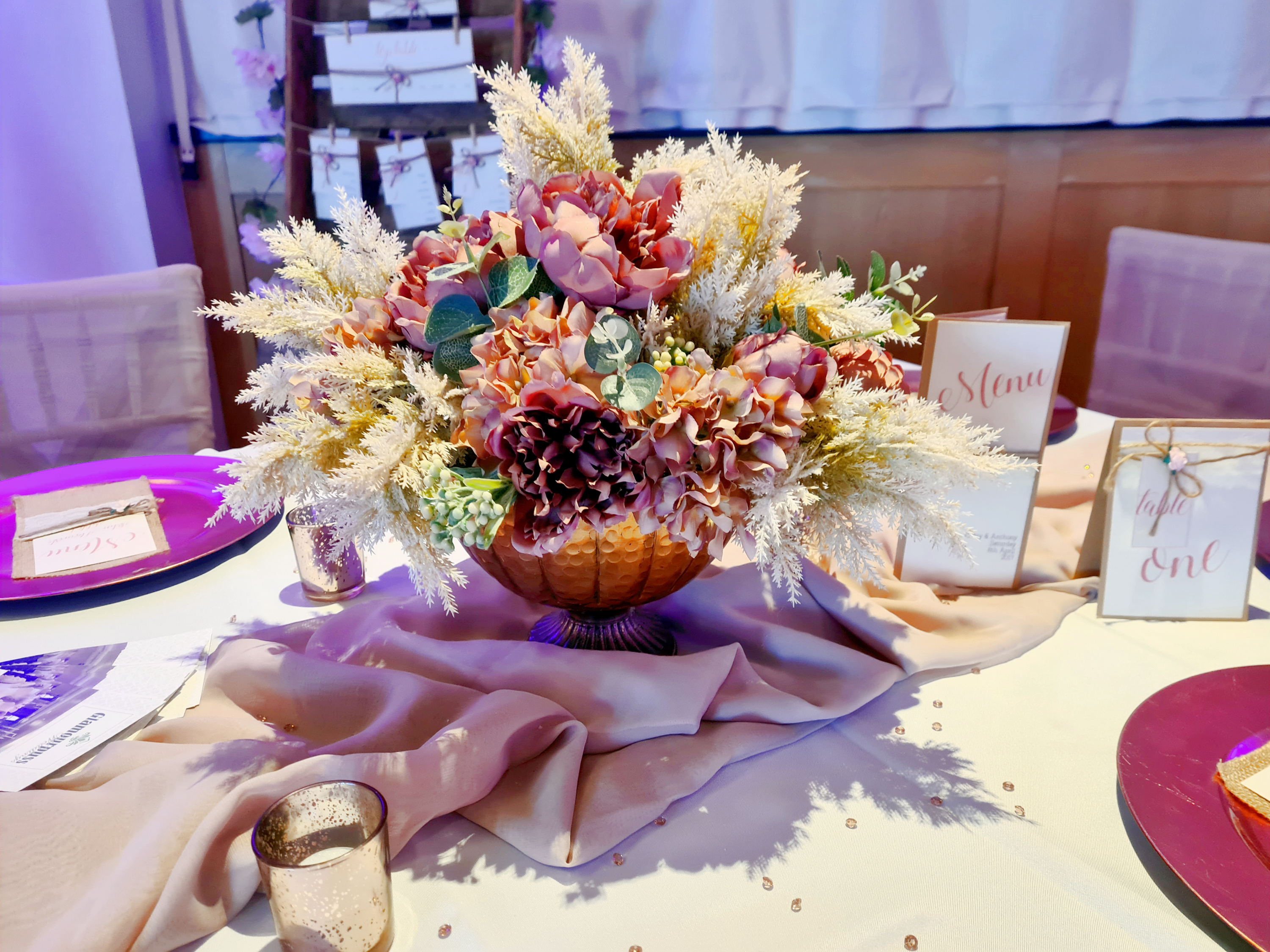 With Artificial Blush & Pampas