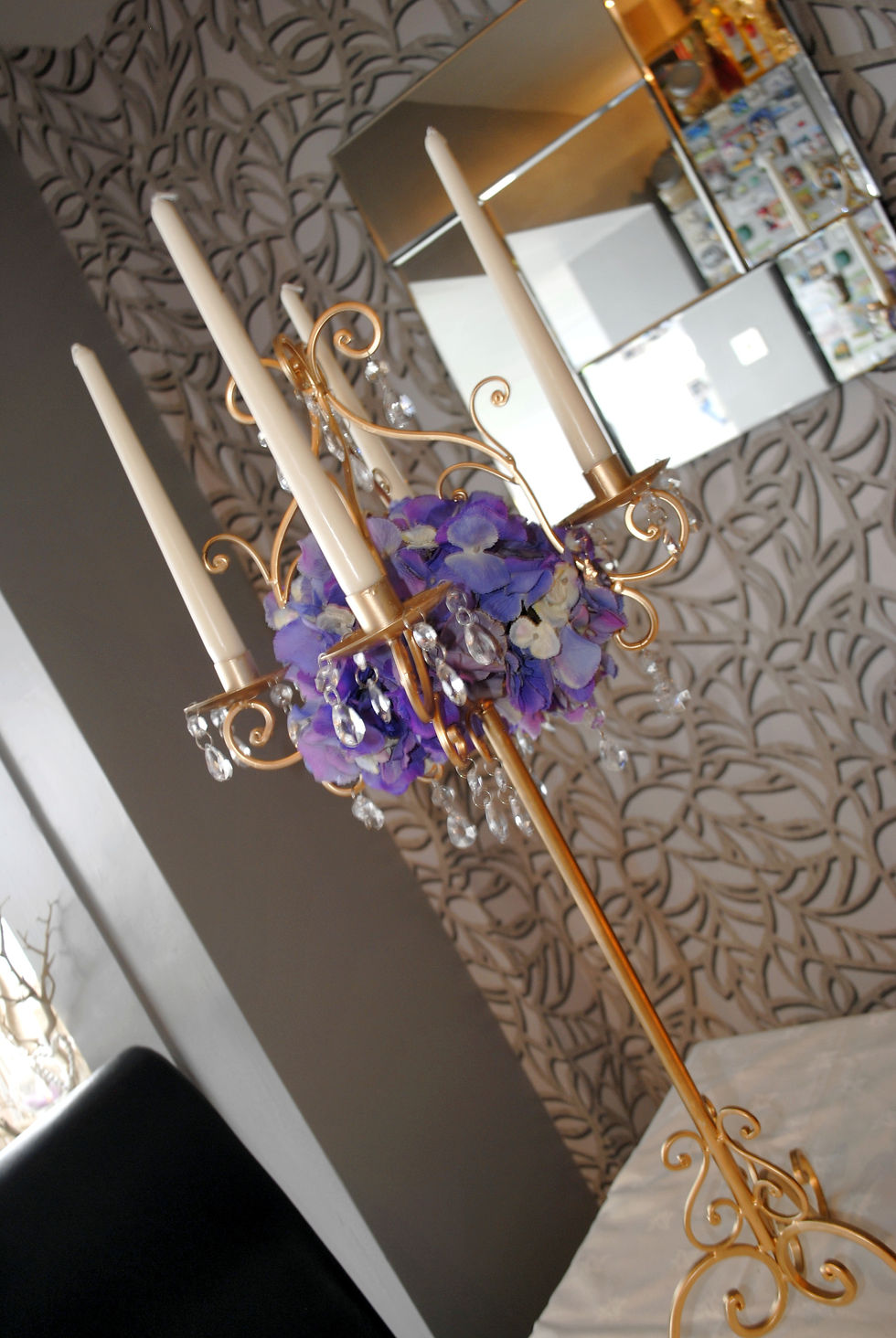 With Artificial Purple Hydrangea