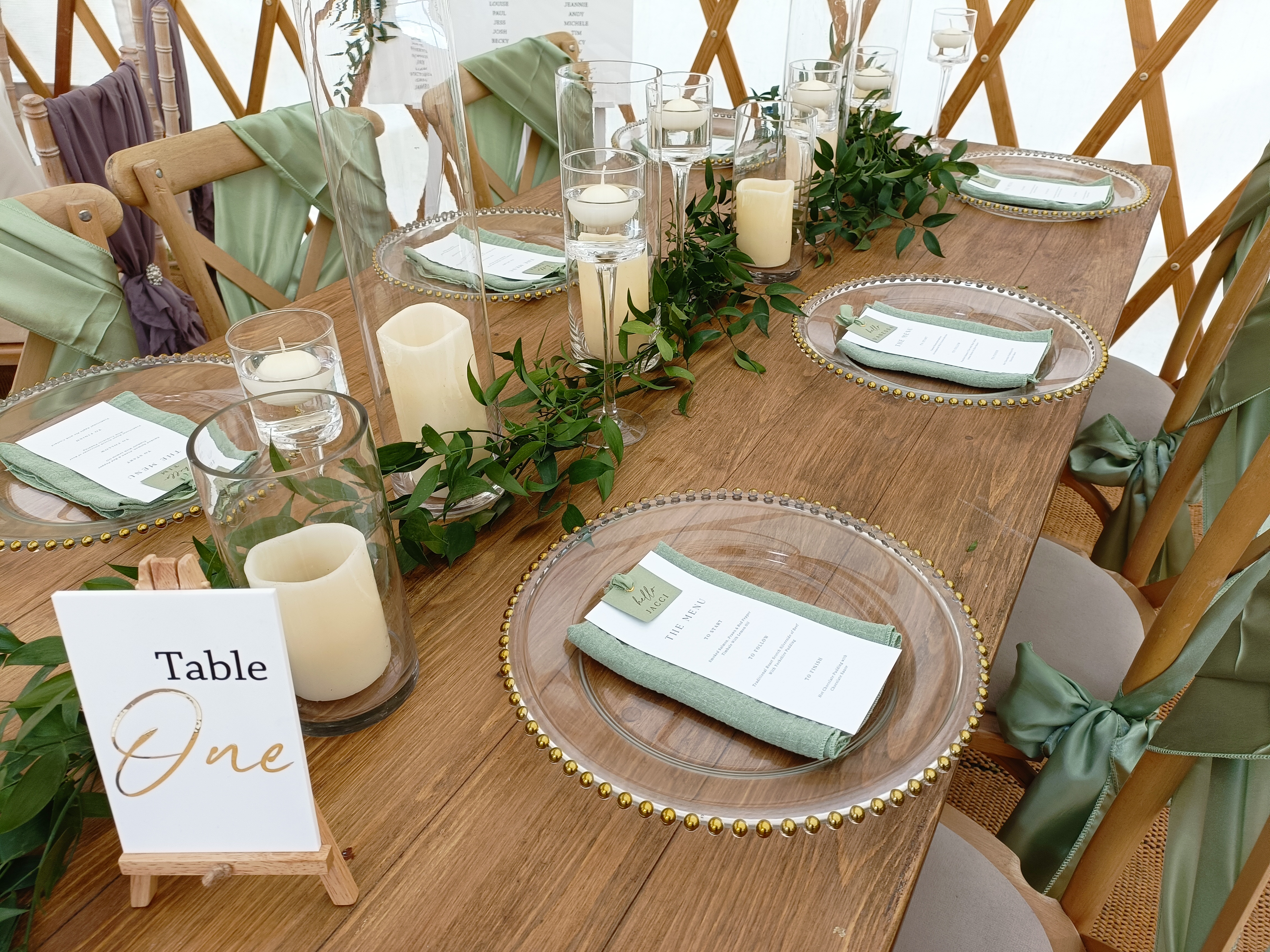 With Fresh Ruscus Garlands