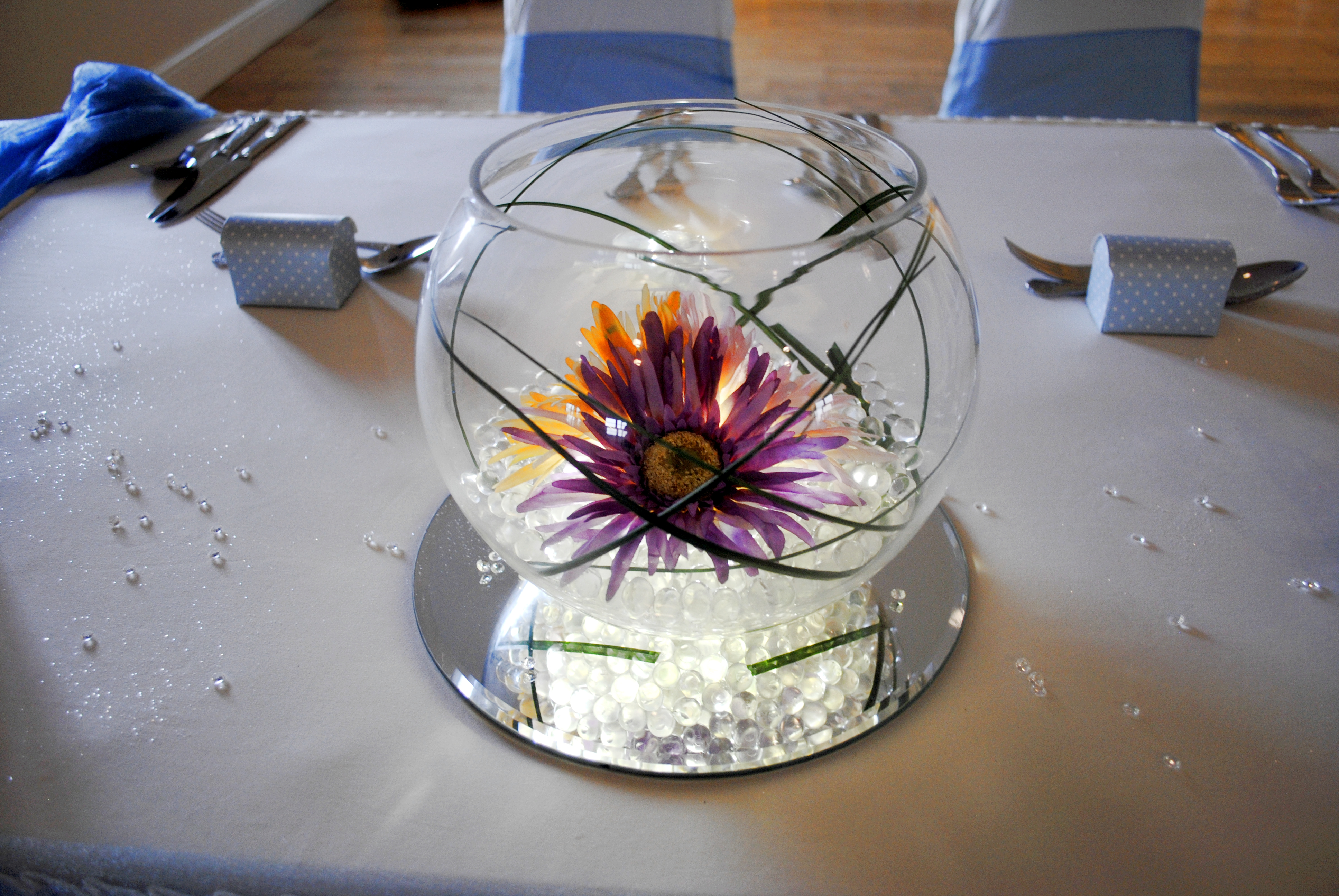 With Artificial Coloured Trio Of Gerbera