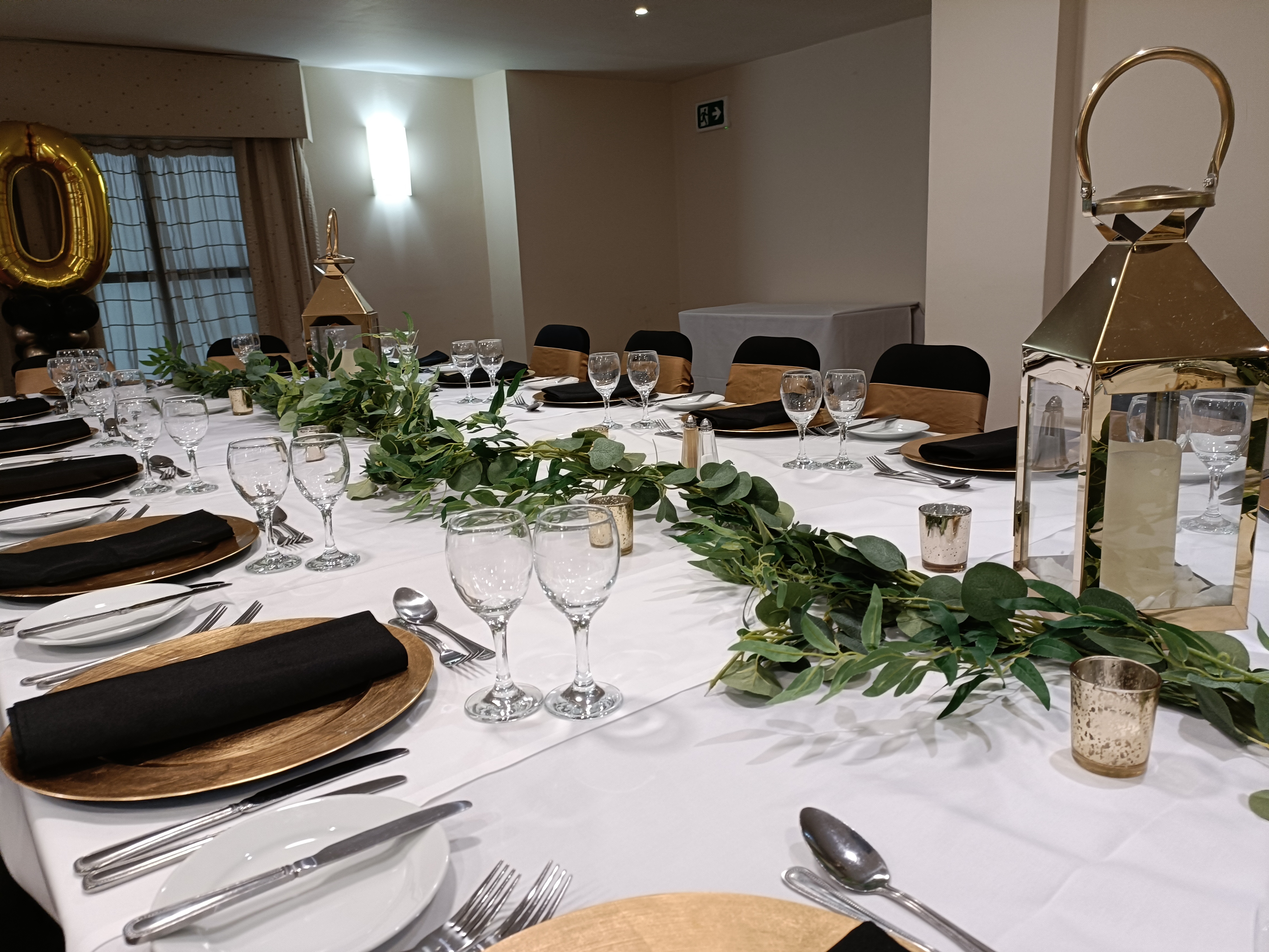 Gold Lanterns & Artificial Mixed Greenery Garlands