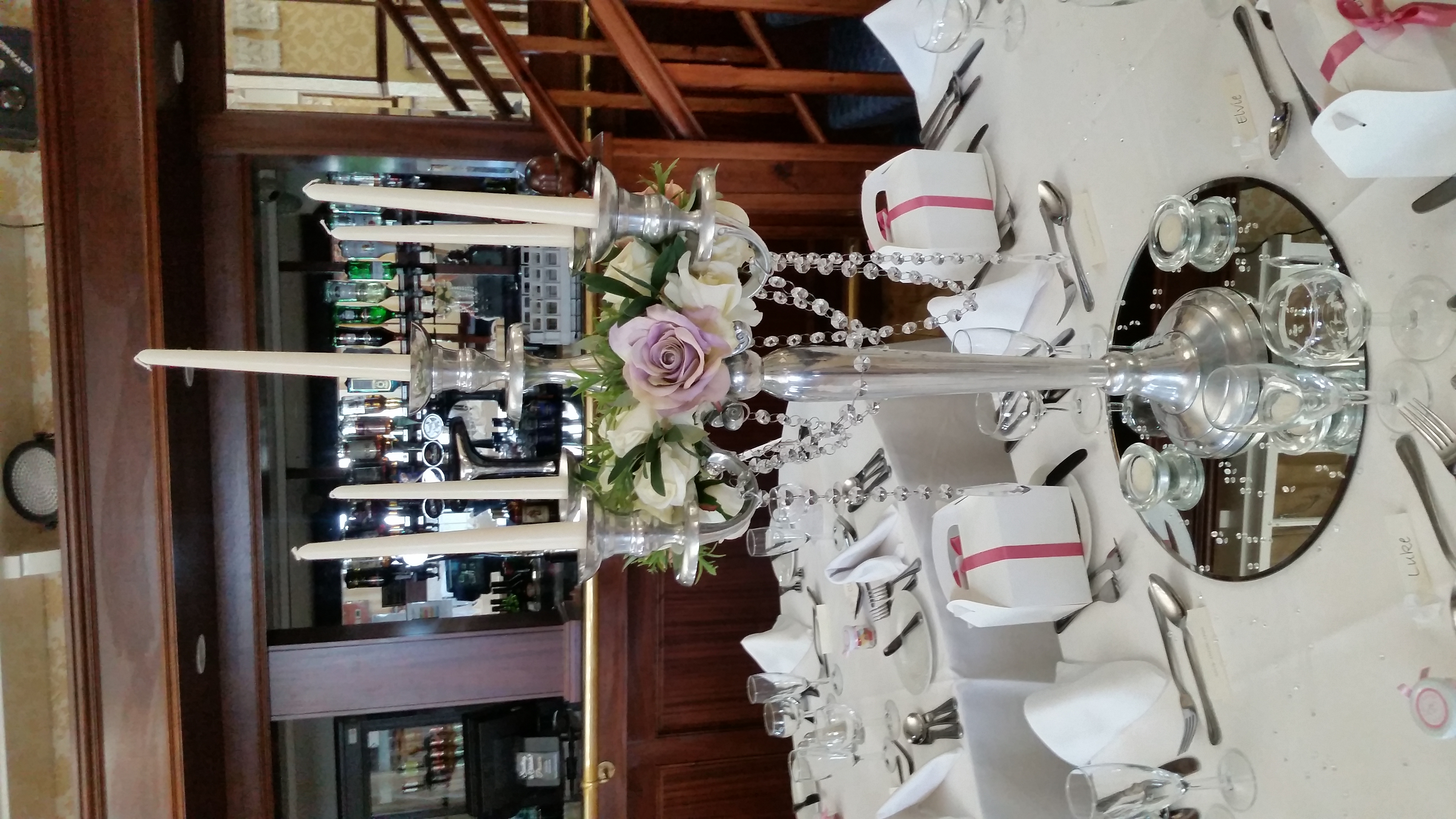 With Artificial Cream & Lilac Rose Wreaths