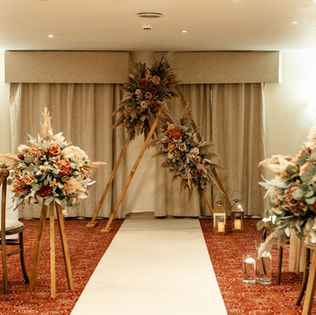 Rustic Triangle Arch & Tripos With Autumn Florals