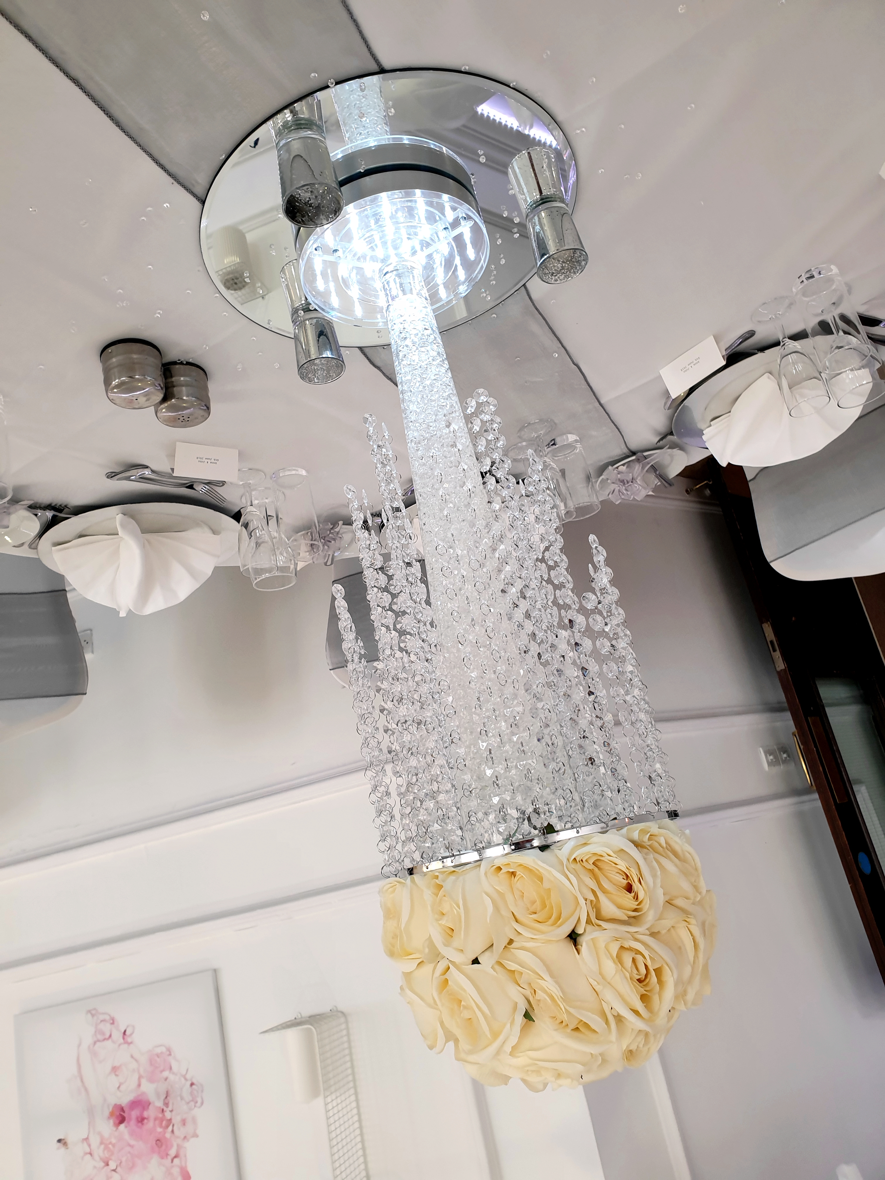 With Artificial Cream Rose Dome