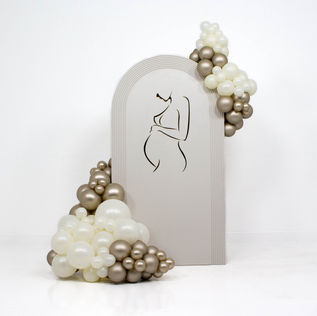 Ribbed Sail Board With Silhouette, With Gold & White Balloons