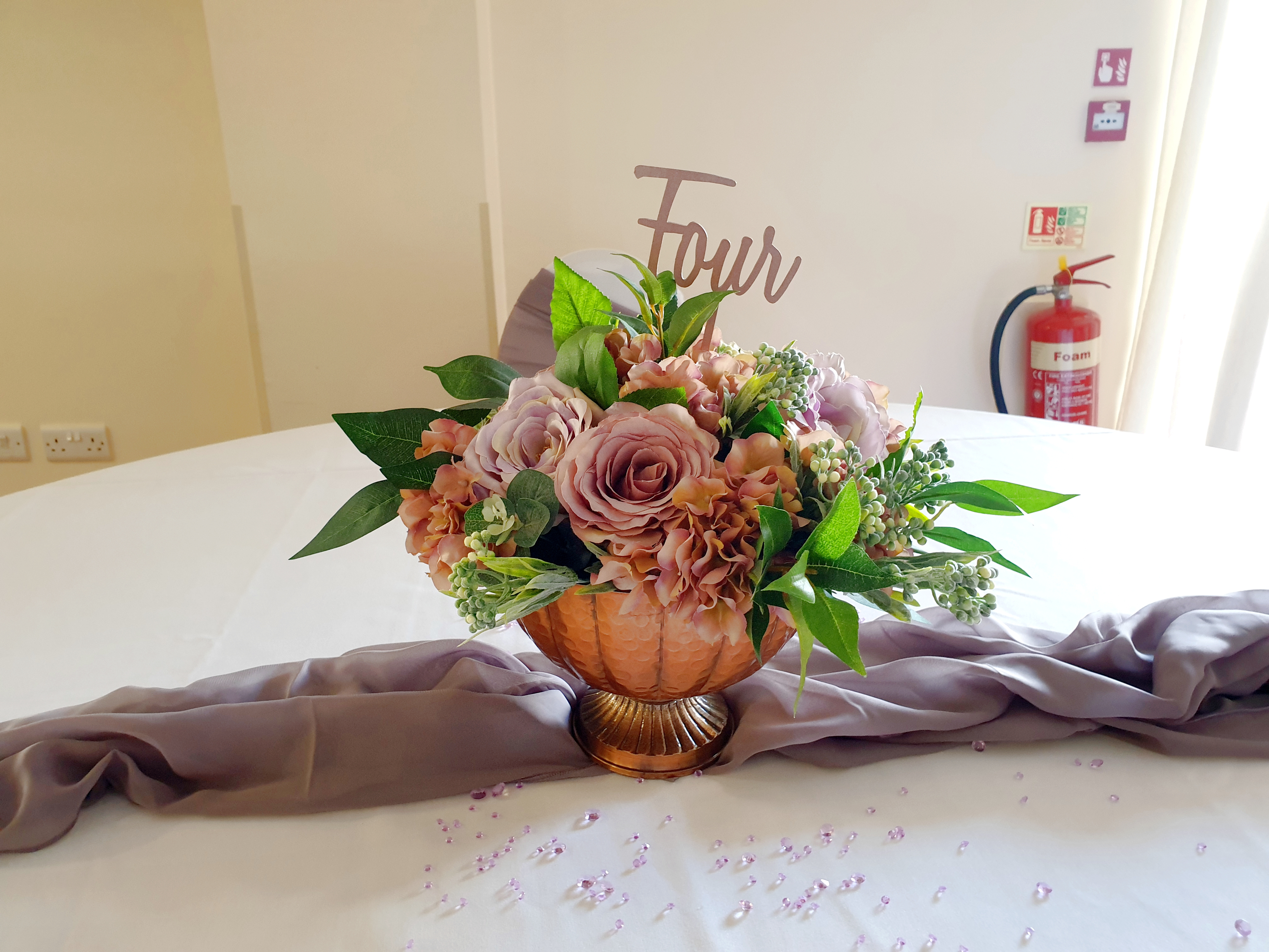 With Artificial Blush & Lilac with Greenery