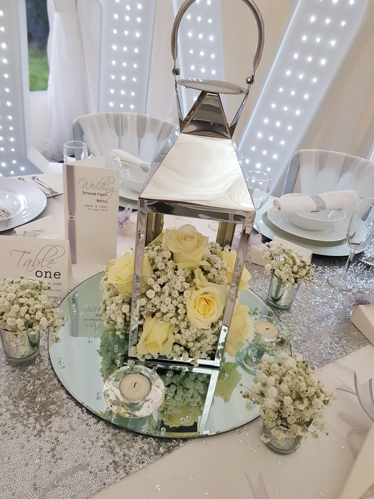 With Fresh Ivory Roses & Gyp