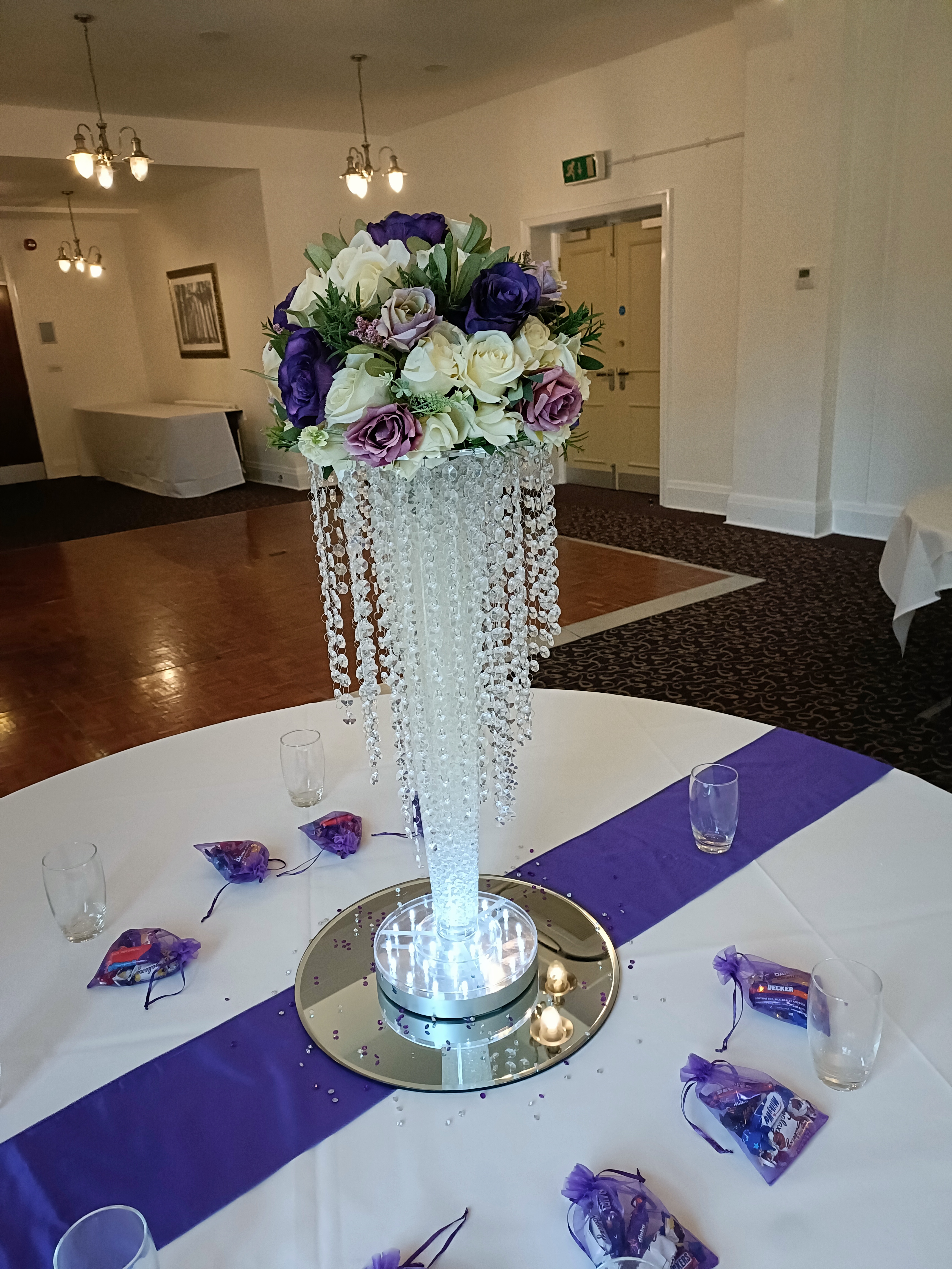 With Cream & Greenery Toppers & Purple & Lilac Rose Inserts