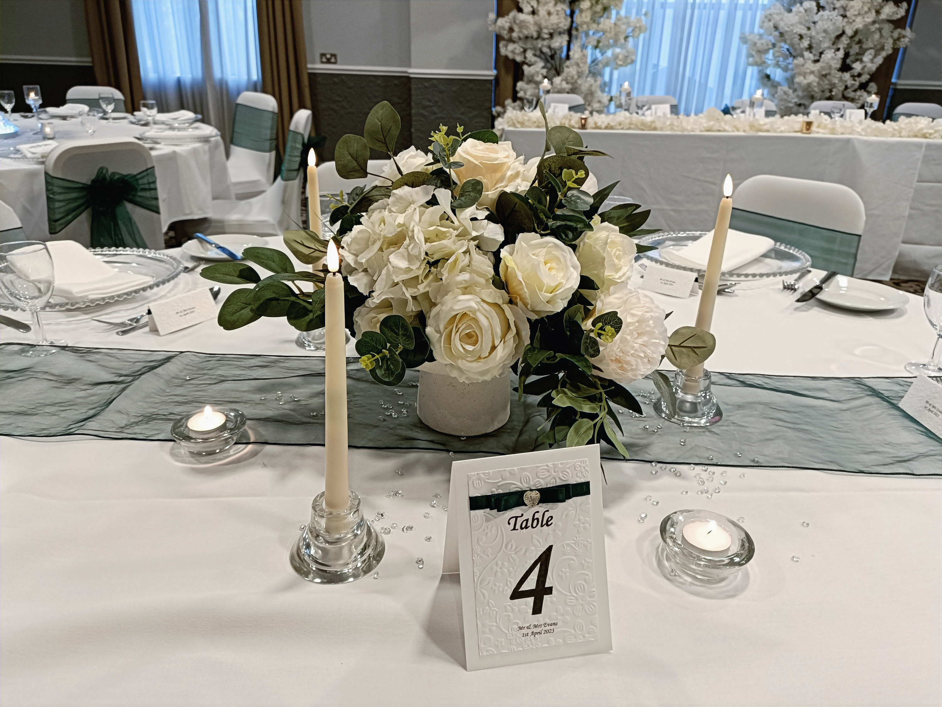 With Artificial Ivory Hydrangea, Rose & Peony & Eucalyptus