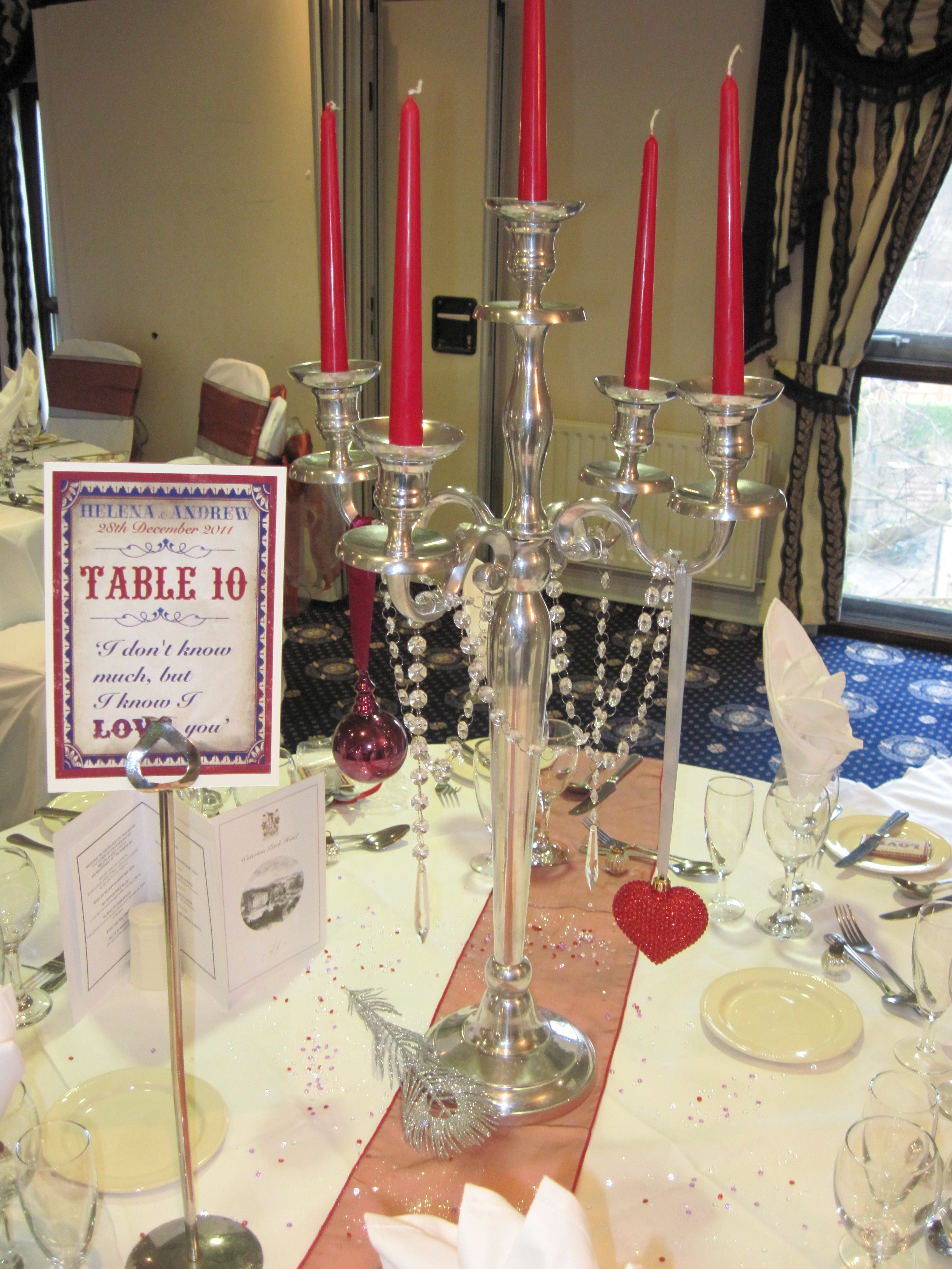 Candelabra with diamante garlands