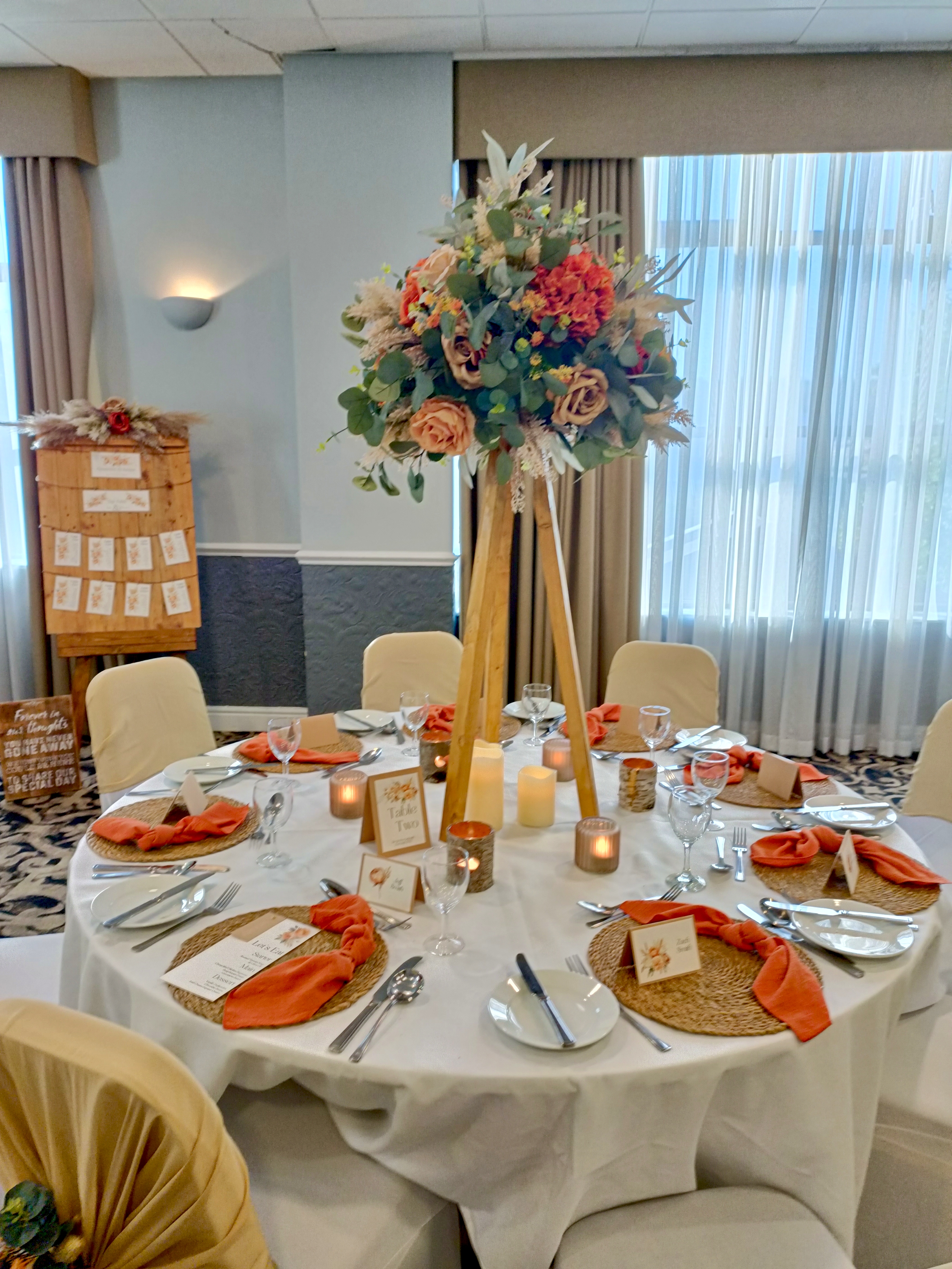 Rustic Tripod Stands With Autumn Toppers