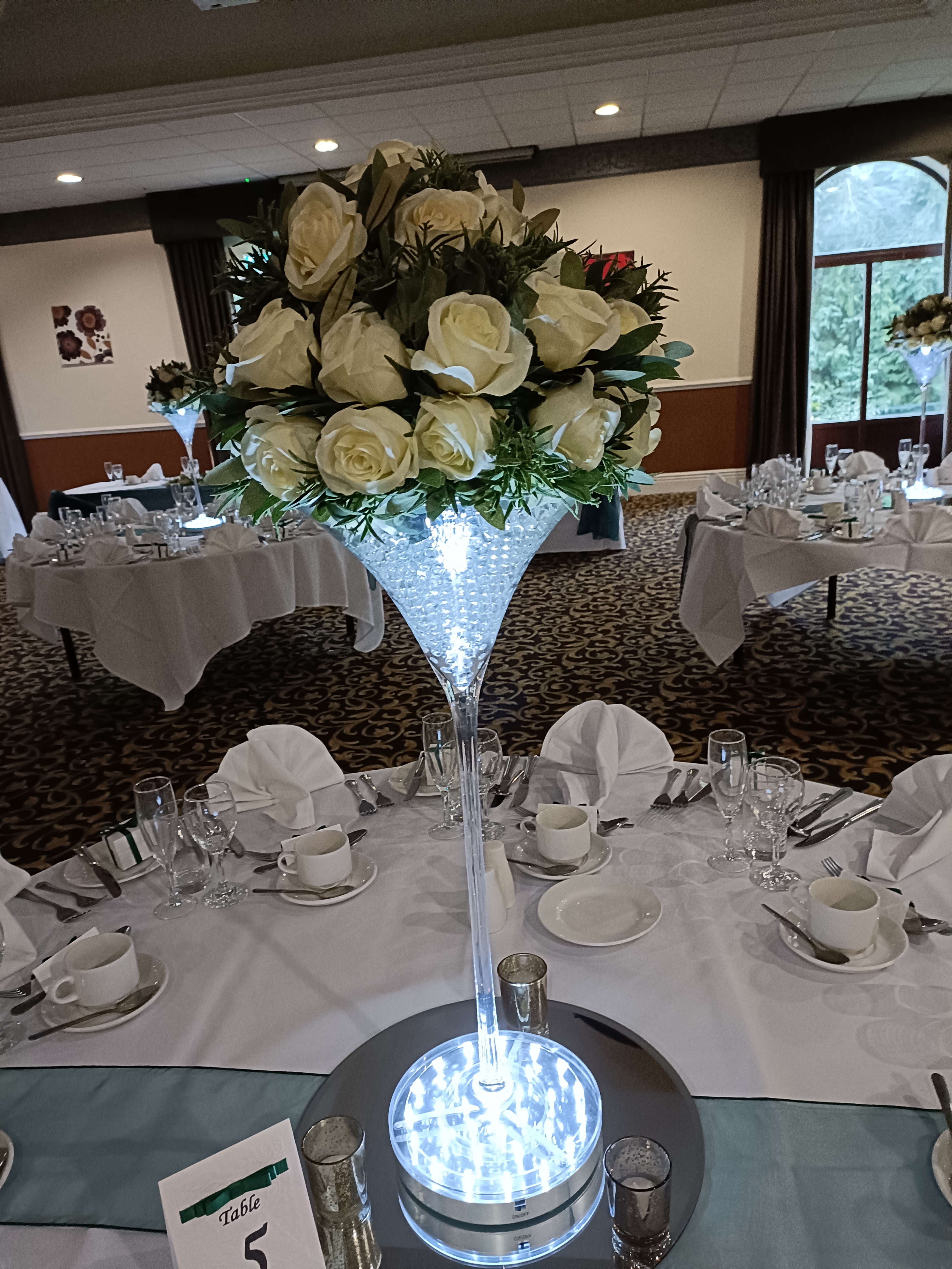 With Cream Rose & Greenery Toppers