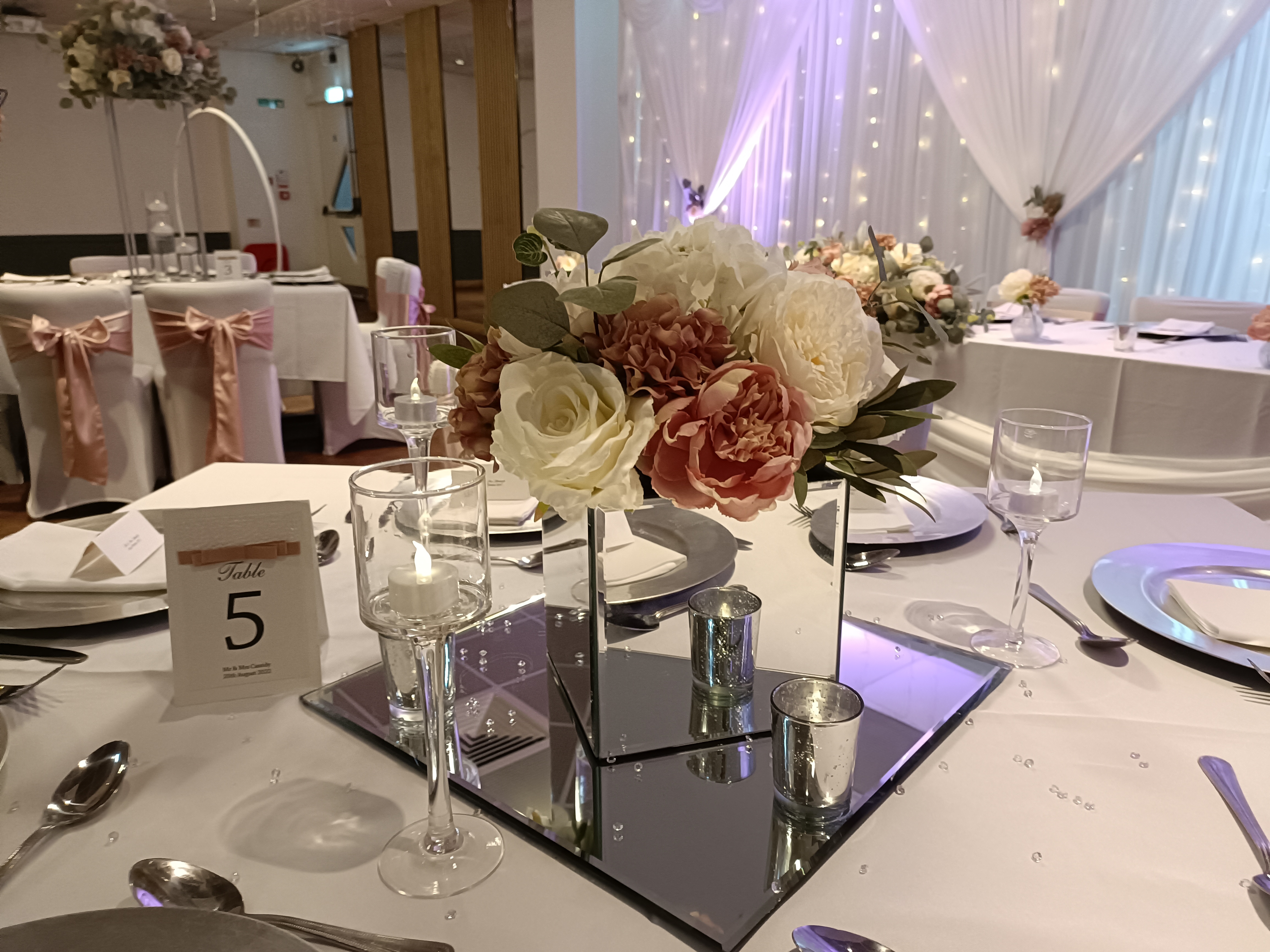 With Artificial Ivory & Blush Pink Florals & Greenery