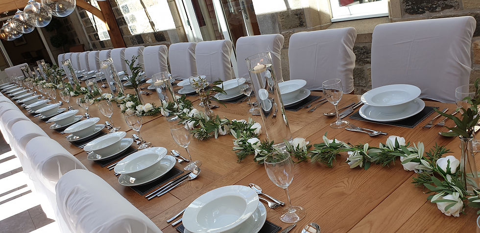 Cylinder Vases With Artificial Cream Rose Garlands