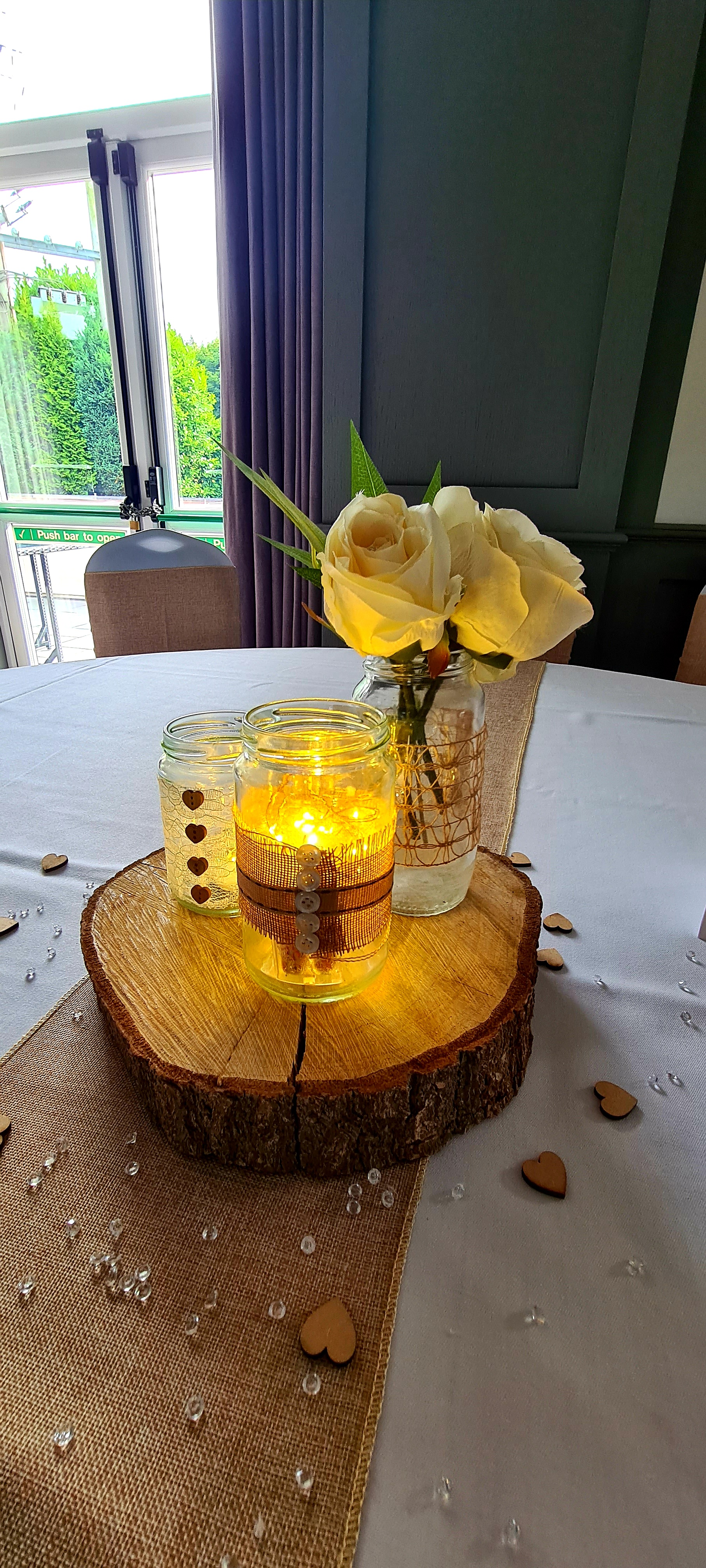 With Artificial Cream Roses