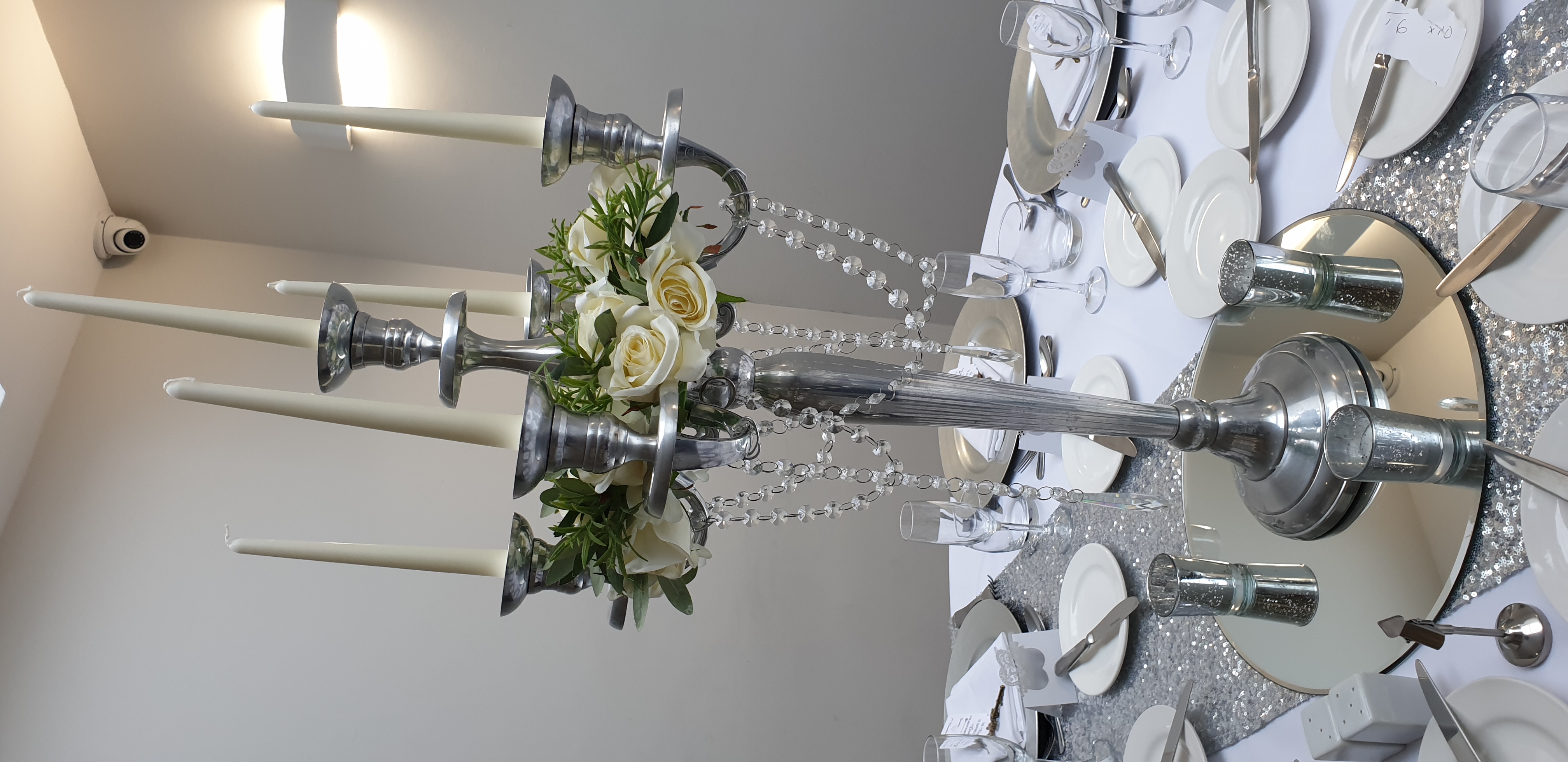 With Artificial Cream Rose Wreaths