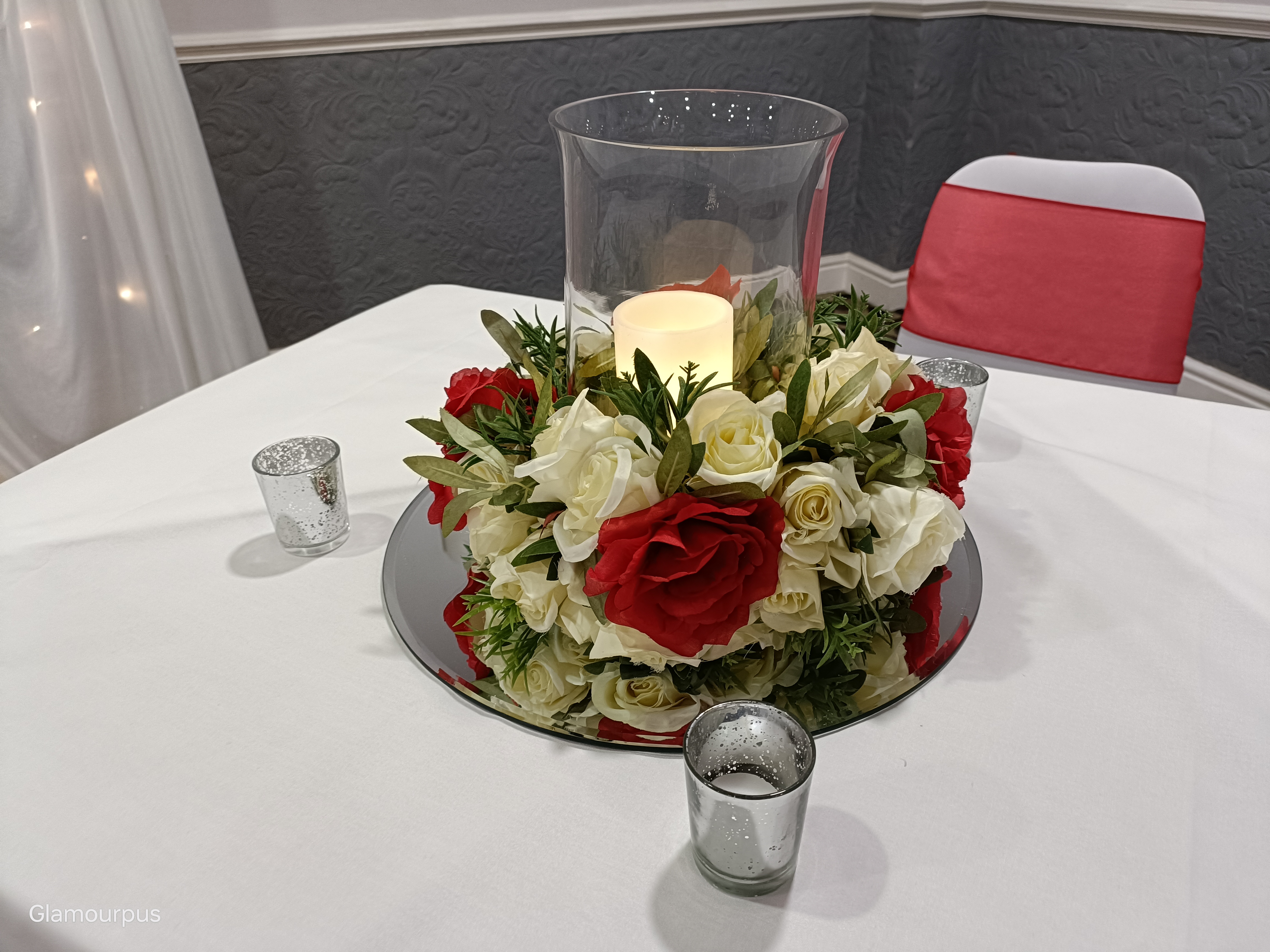 With Cream & Red Rose Wreaths