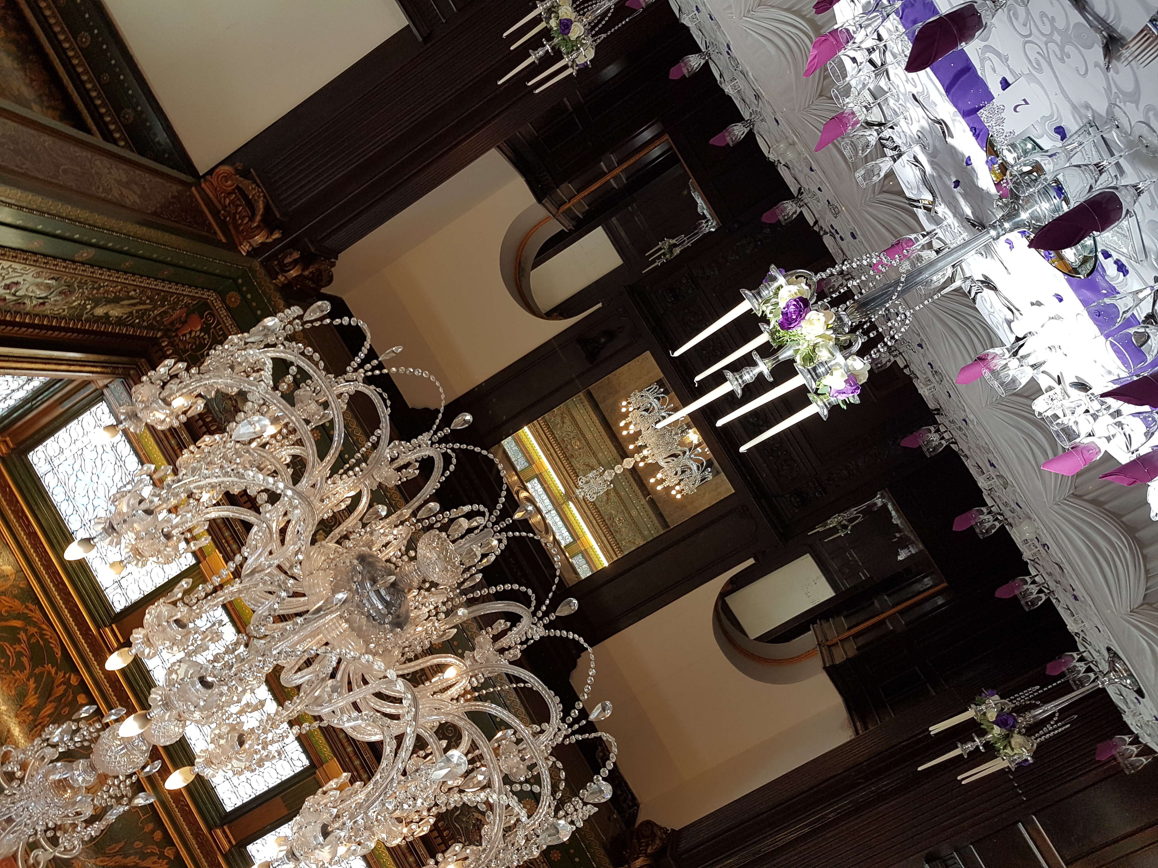 Candelabra with cream rose rings
