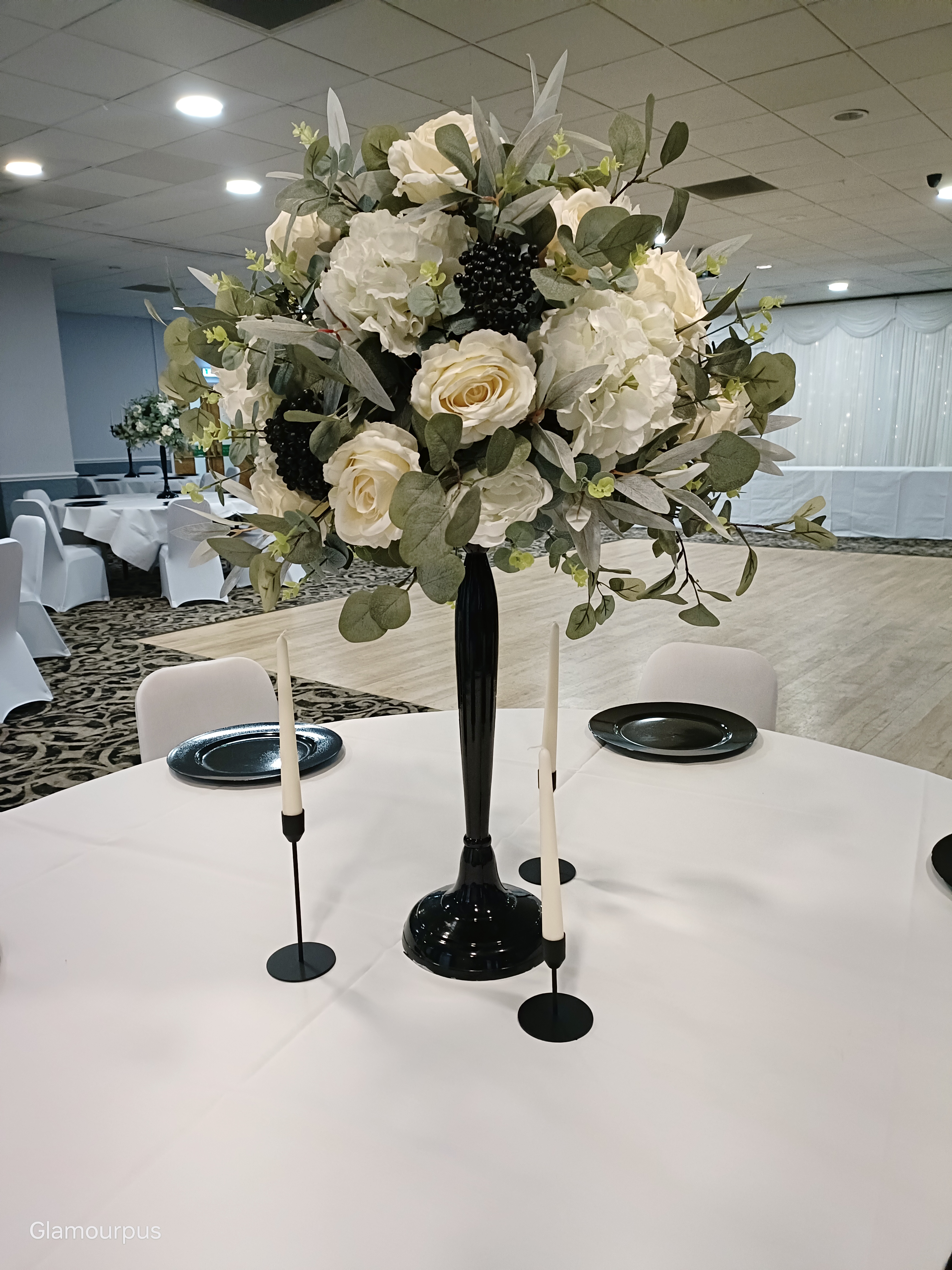Flower Bomb on Black Stem with Blackberry Accents
