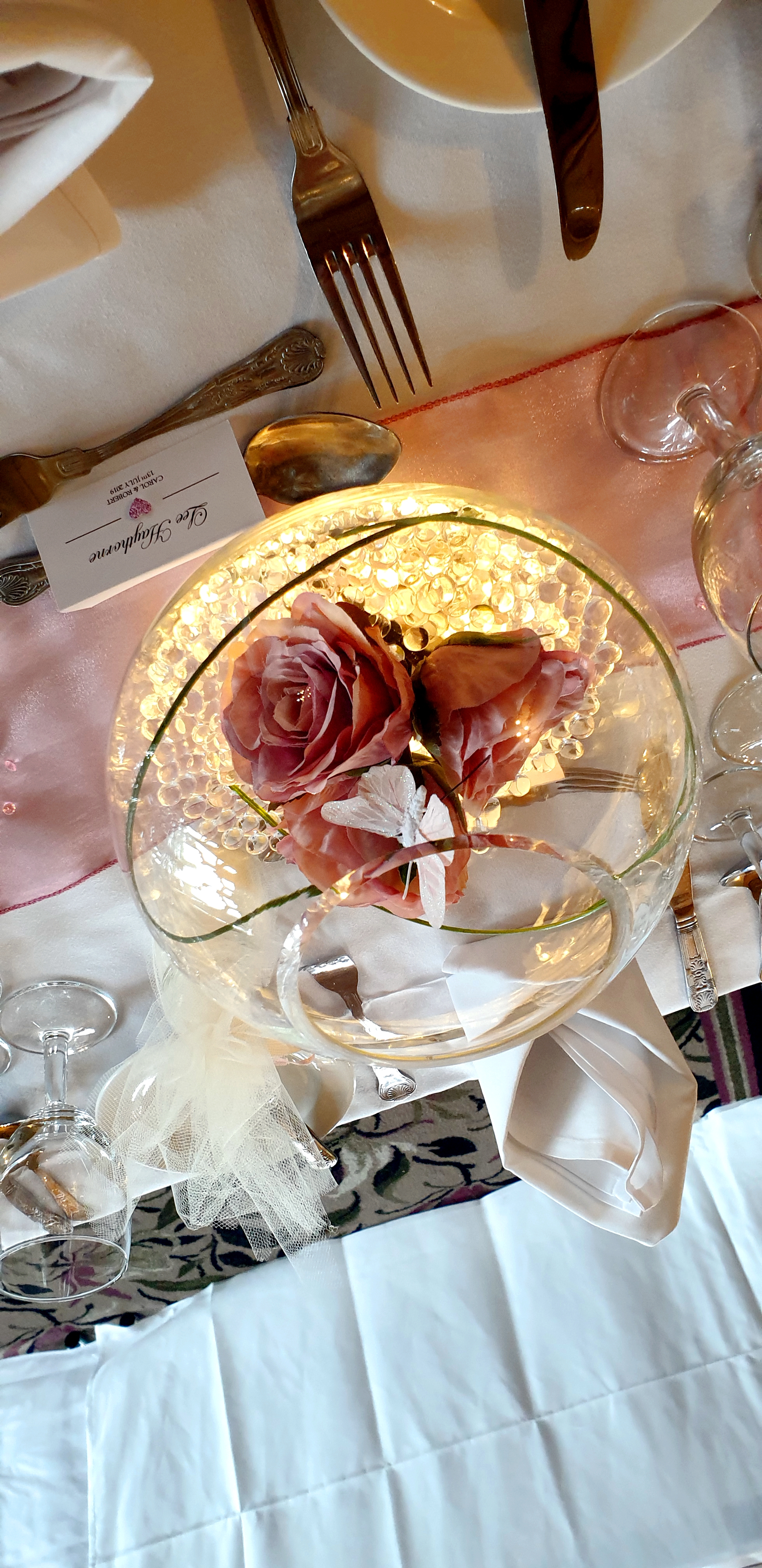 With Artificial Dusky Pink Roses