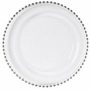 Silver Bead Glass Charger Plate