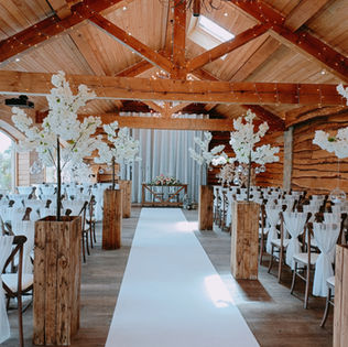 Ivory Blossom Bay Trees On Rustic Columns