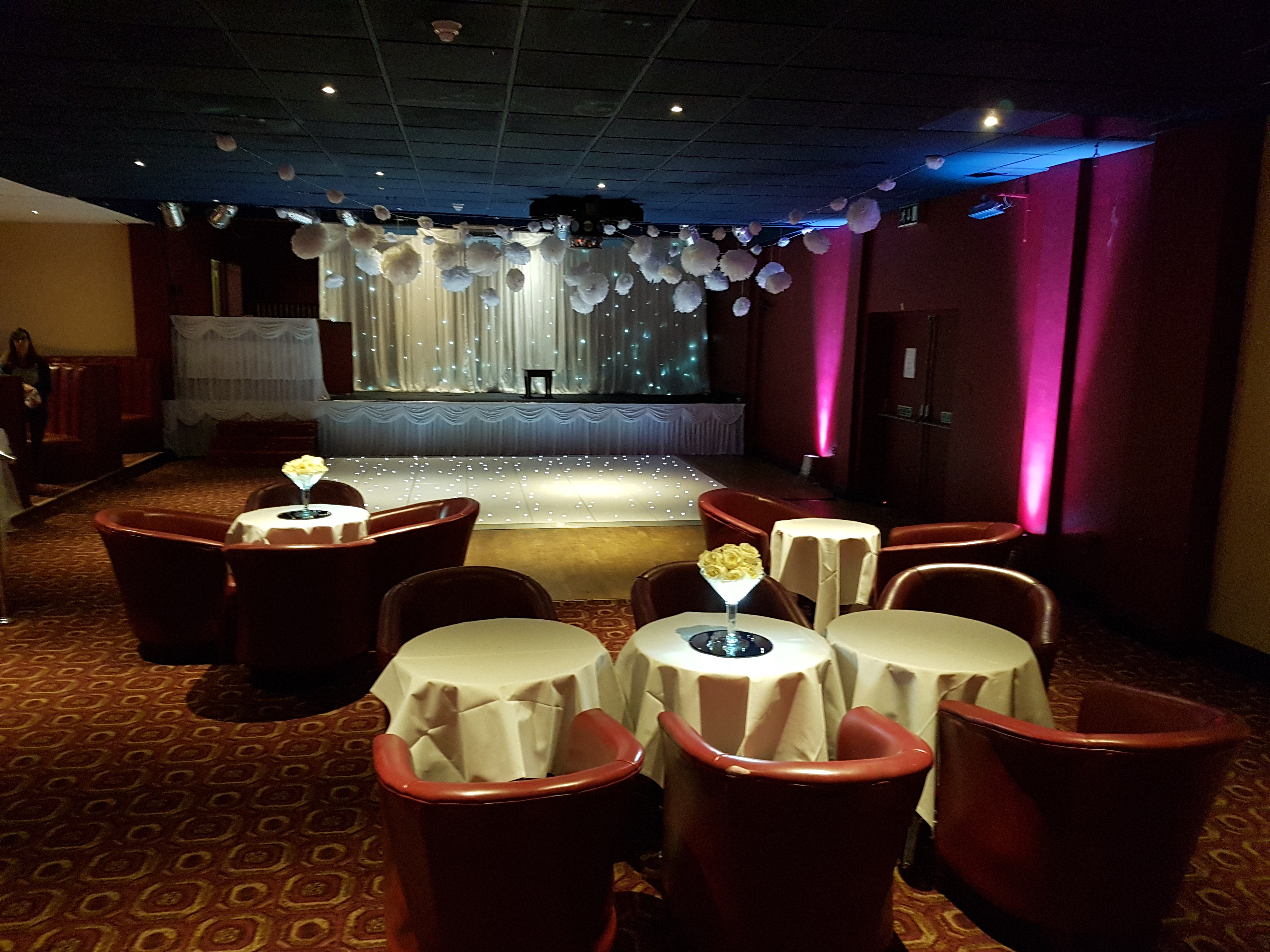 Ice white uplighting at Scarletts