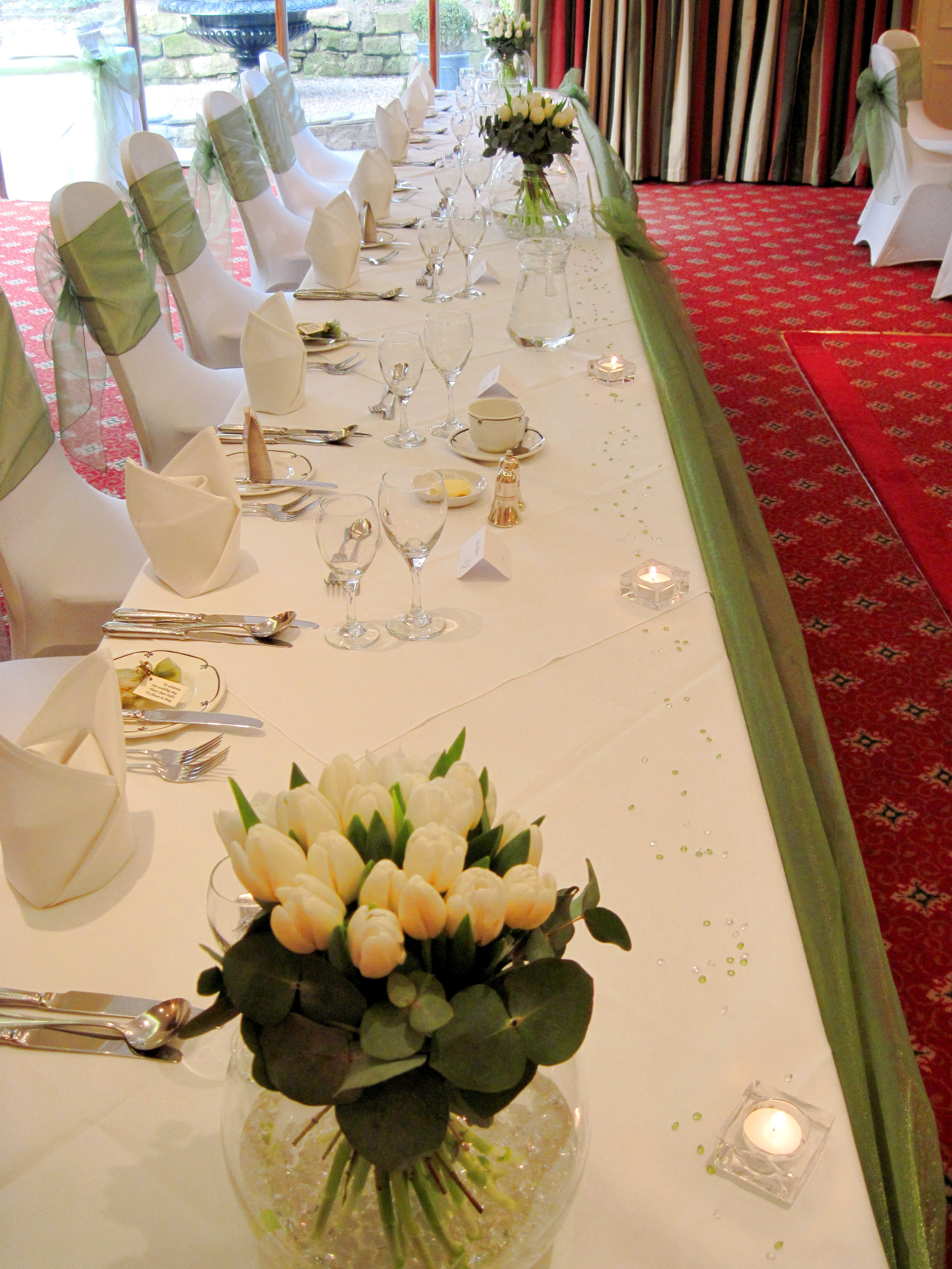 With Fresh White Tulips