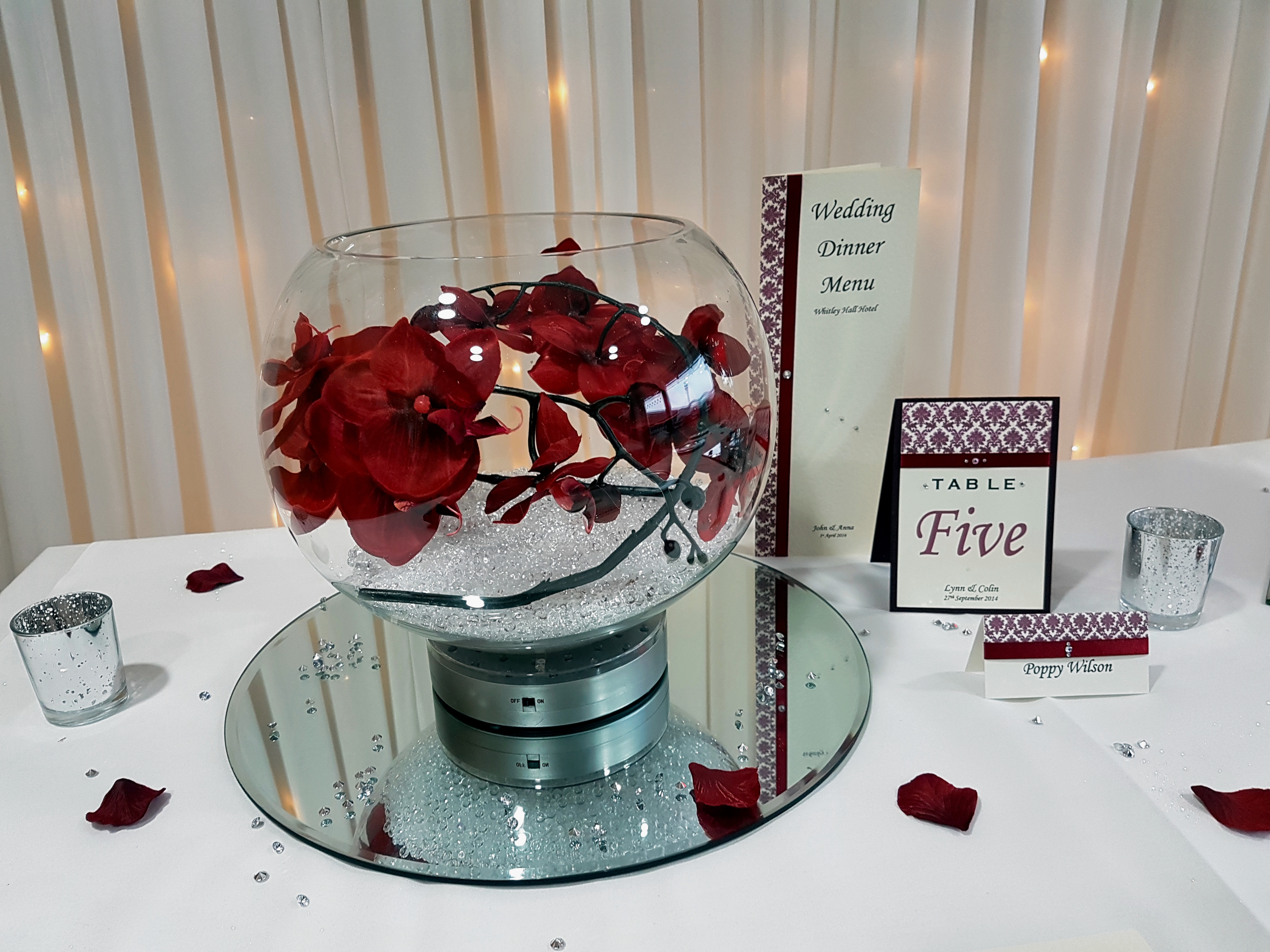With Artificial Red Orchids
