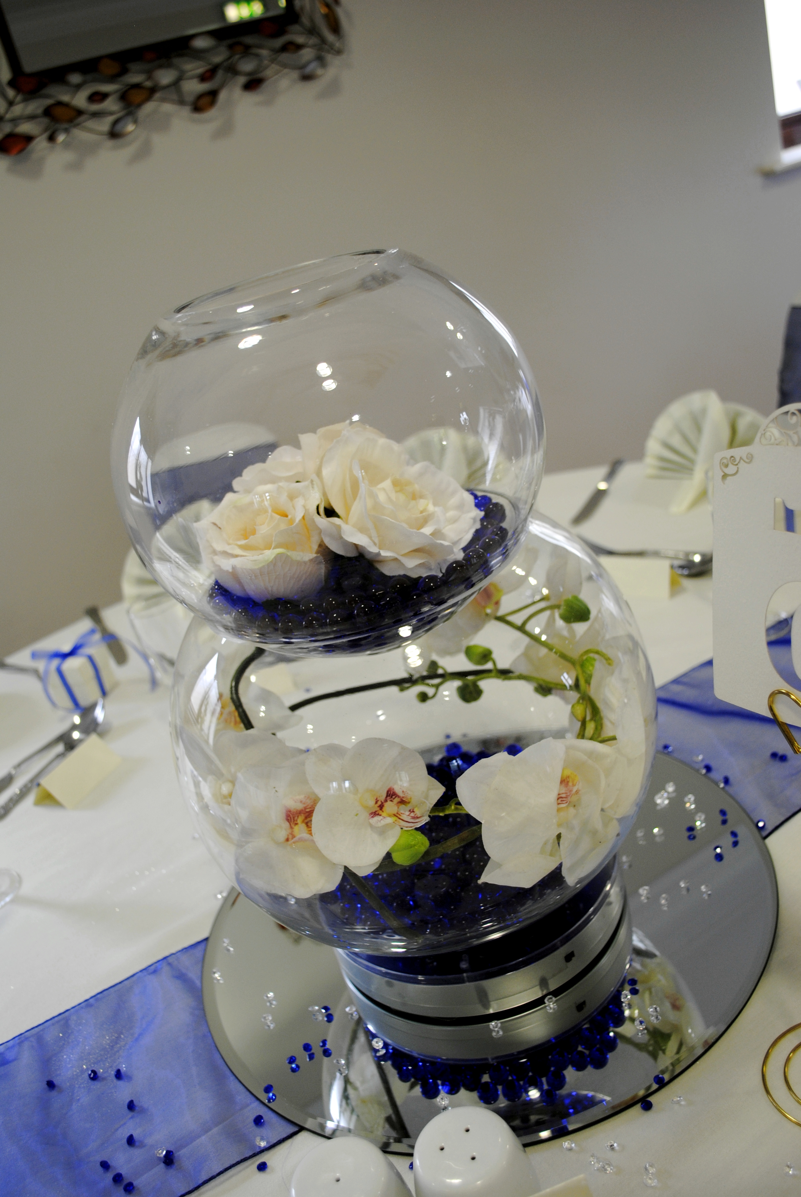 With Artificial White Roses & Orchids