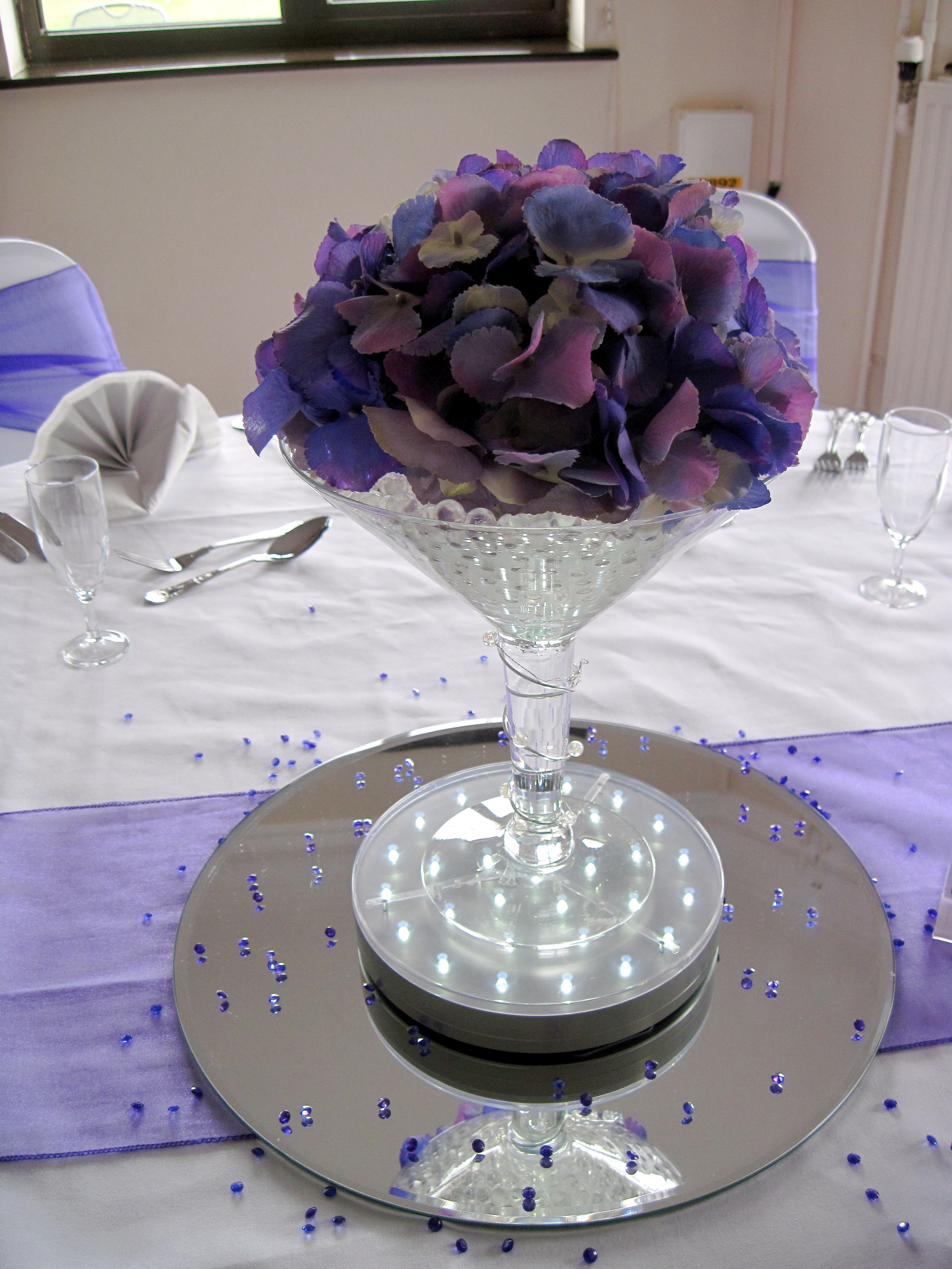 With Artificial Purple Hydrangea