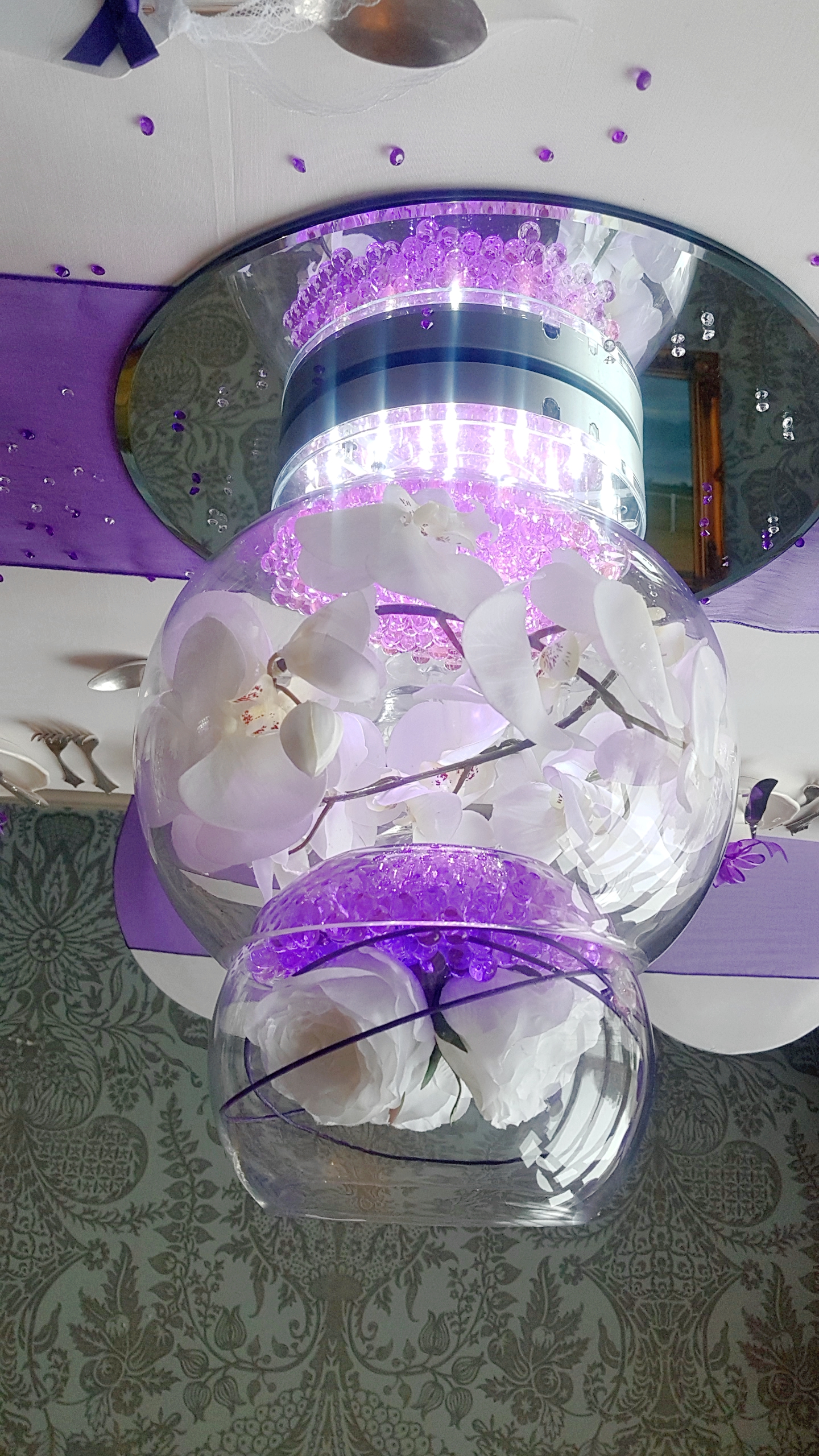 With Artificial White Roses & Orchids