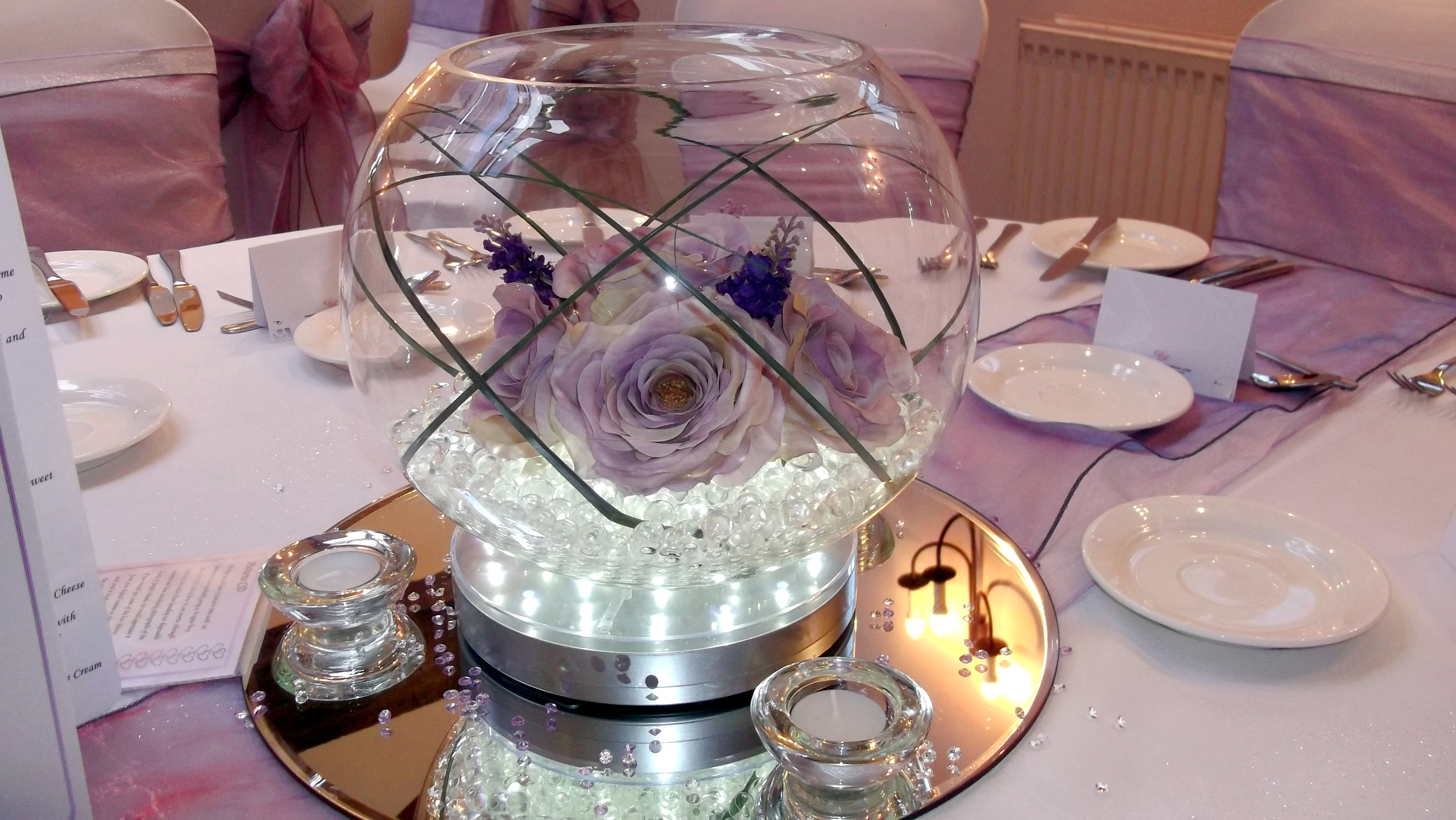 With Artificial Lilac Roses & Lavender