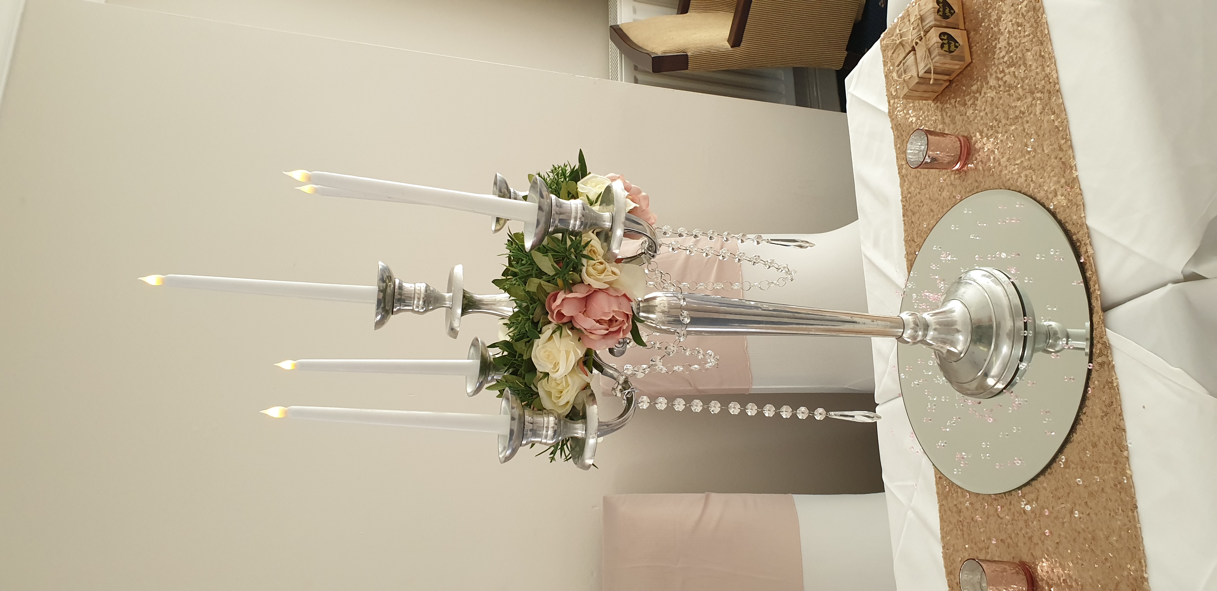 With Artificial Cream & Pink Rose Wreaths