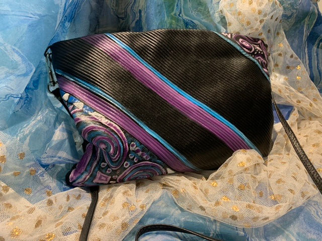 Abstract Design Hand Painted Leather Purse