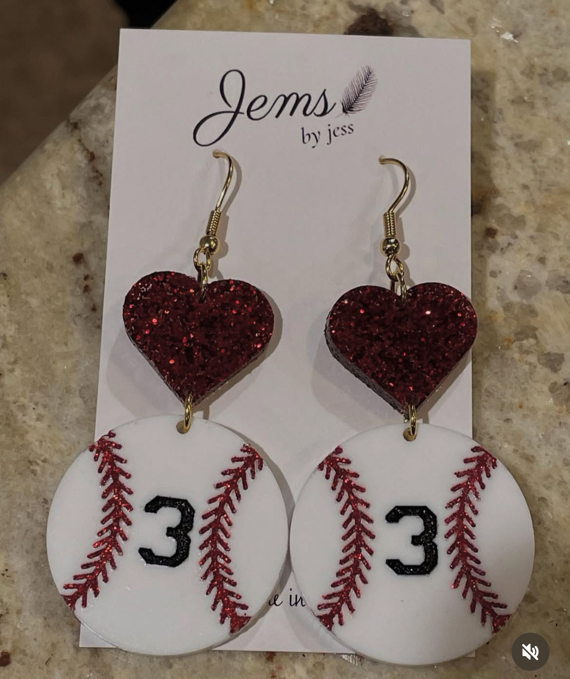 Baseball or Softball w/heart and number