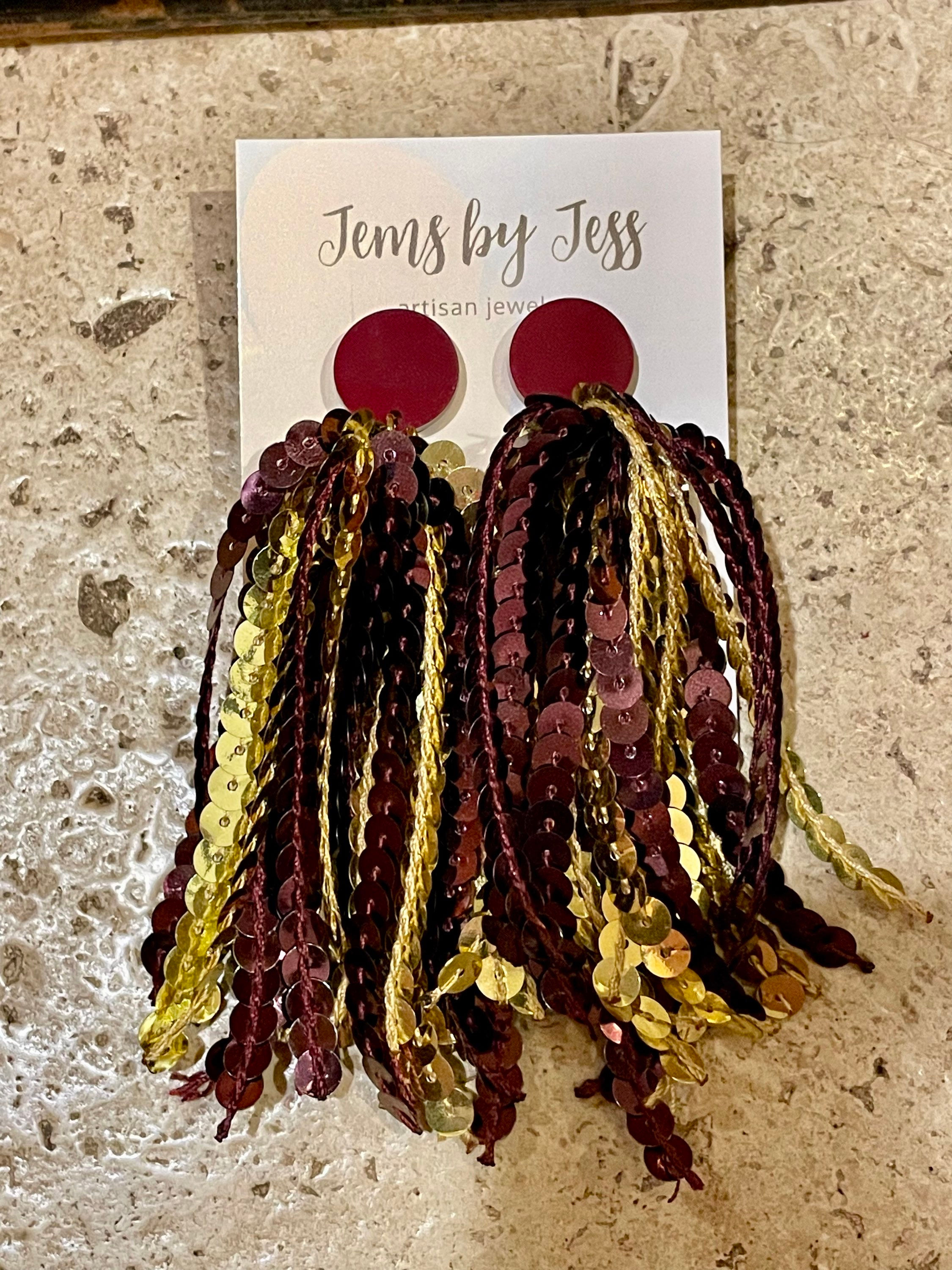 Maroon/Gold Sequin tassel