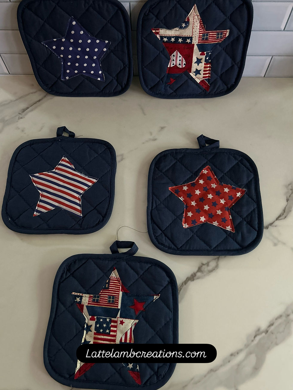Thumbnail: Bundled patriotic dish towels, mug rugs ( chose by Number) and pot holders