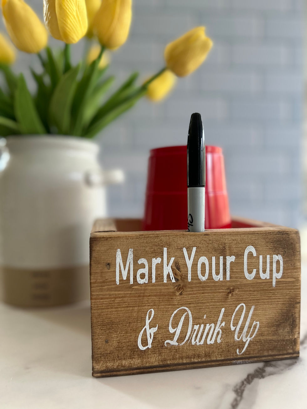 Thumbnail: Mark Your Cup Wooden Holder Box