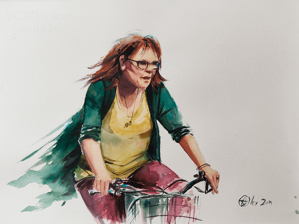 אשה על אופניים Woman on a bicycle