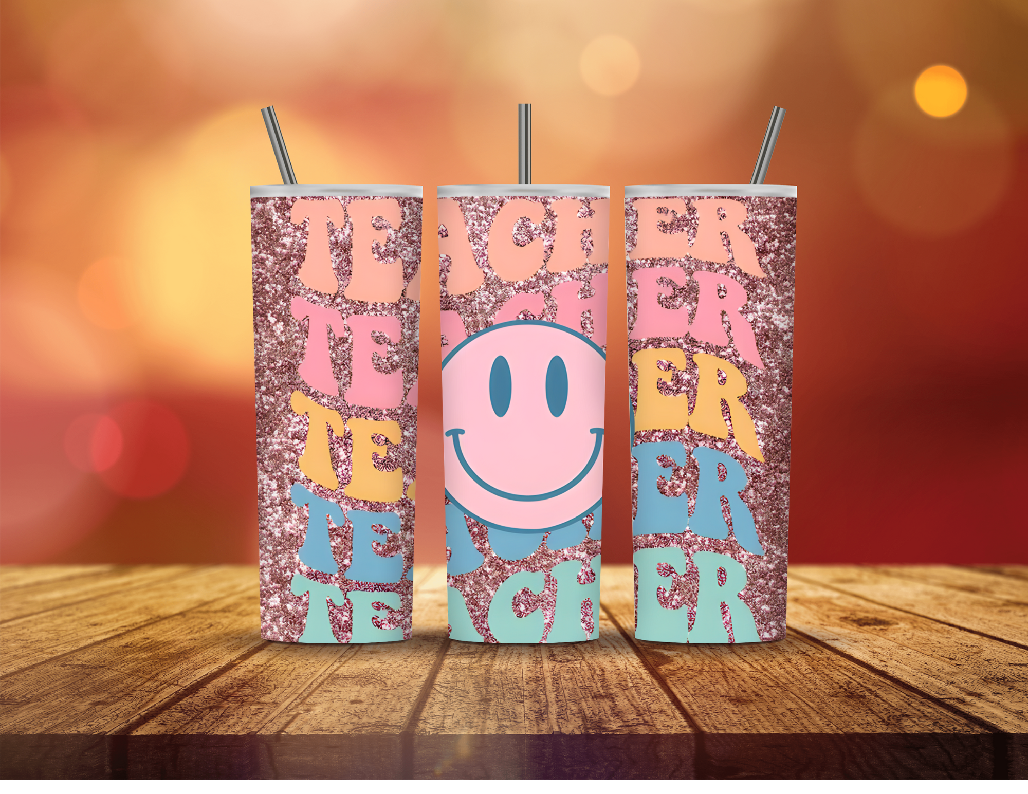 Pink "glitter" with TEACHER TEACHER TEACHER