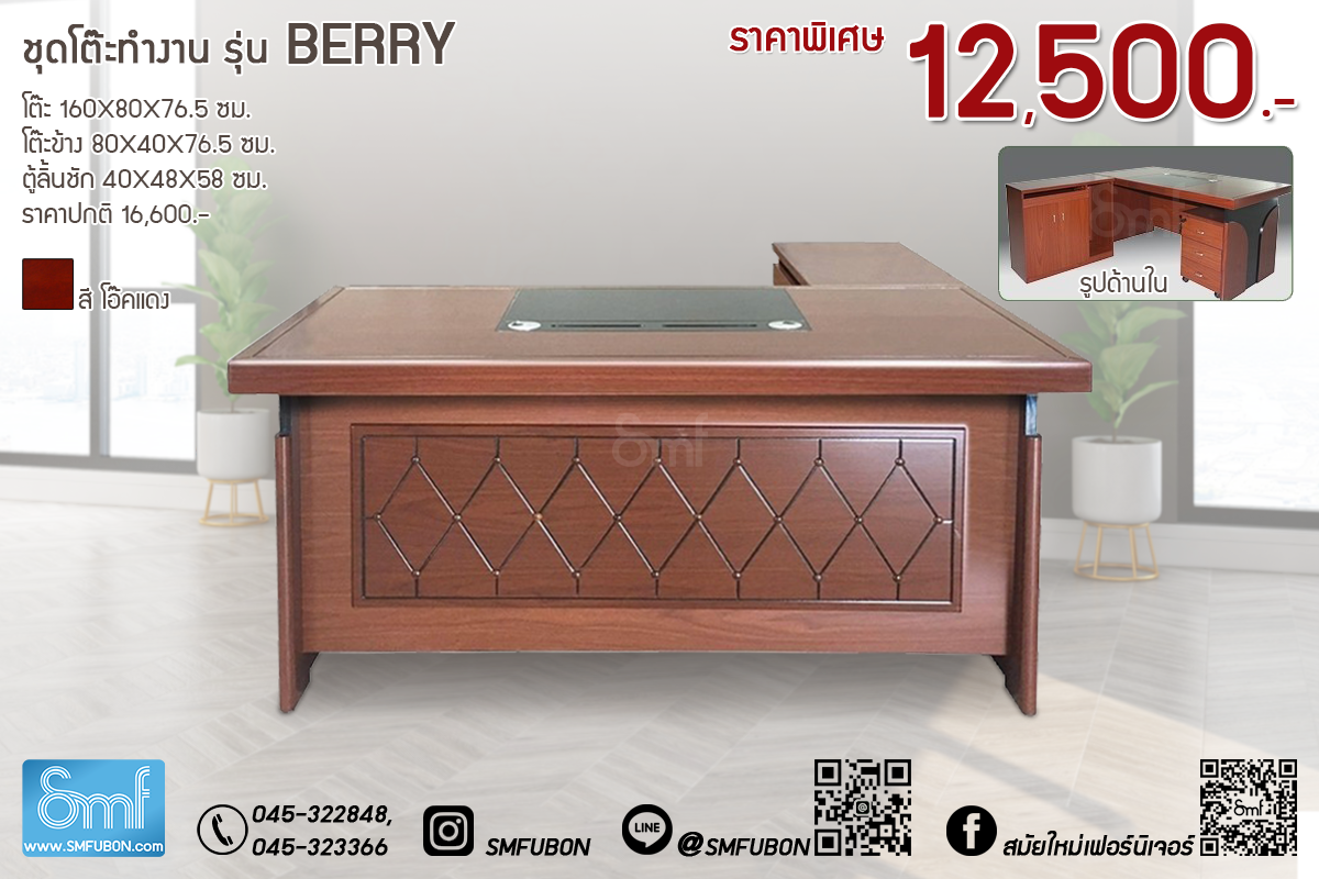 ชุดโต๊ะทำงาน รุ่น Berry