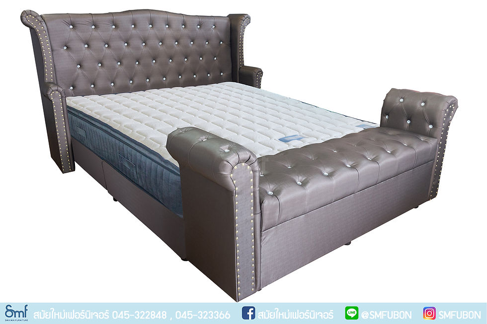 ภาพขนาดย่อ: เตียงหัวเบาะหนังไหม+สตูล รุ่น Sofia