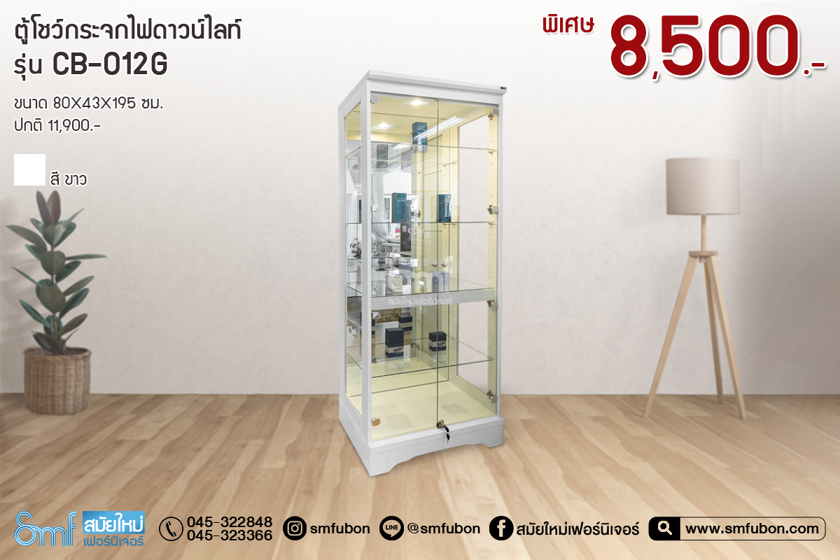 ตู้โชว์กระจกไฟดาวน์ไลท์  รุ่น CB-012G