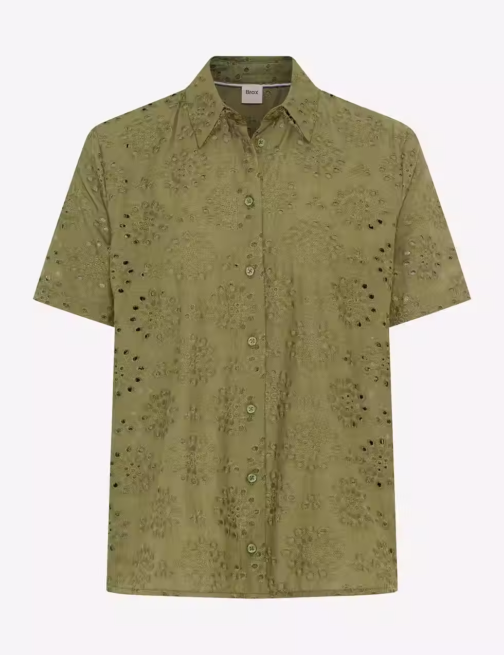 Thumbnail: Brax Vera Broderie Anglais Shirt in olive
