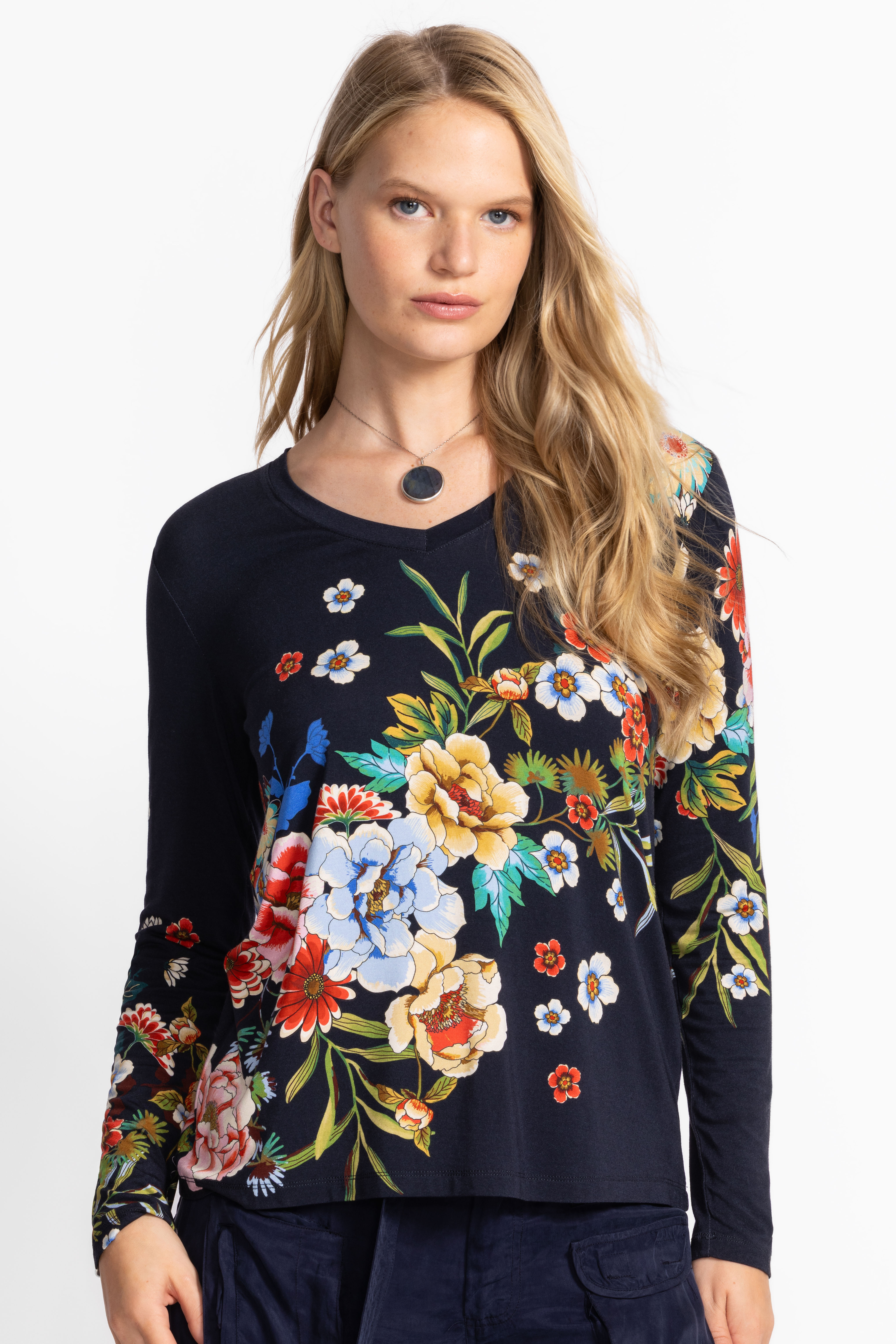 Johnny Was Janie Favorite Long Sleeve Tee in advestia floral print