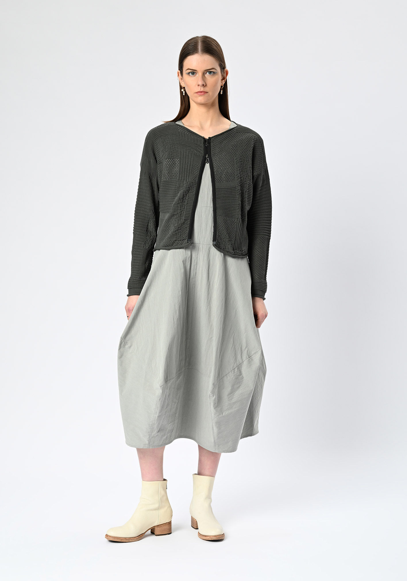 MM Sohn Citizen Zip Front Cardigan in caper