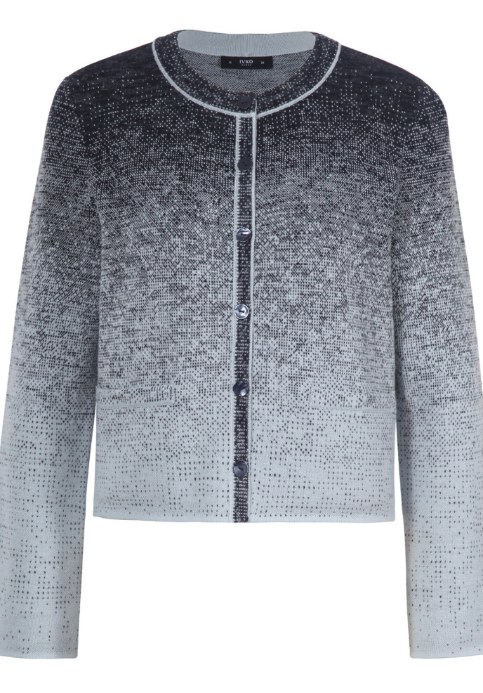 Thumbnail: Ivko 252724 Jacquard Cardi in murmuration Pattern in blue / grey