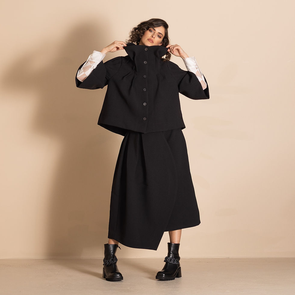 Thumbnail: Megan Salmon Dublin Tuck Jacket in black