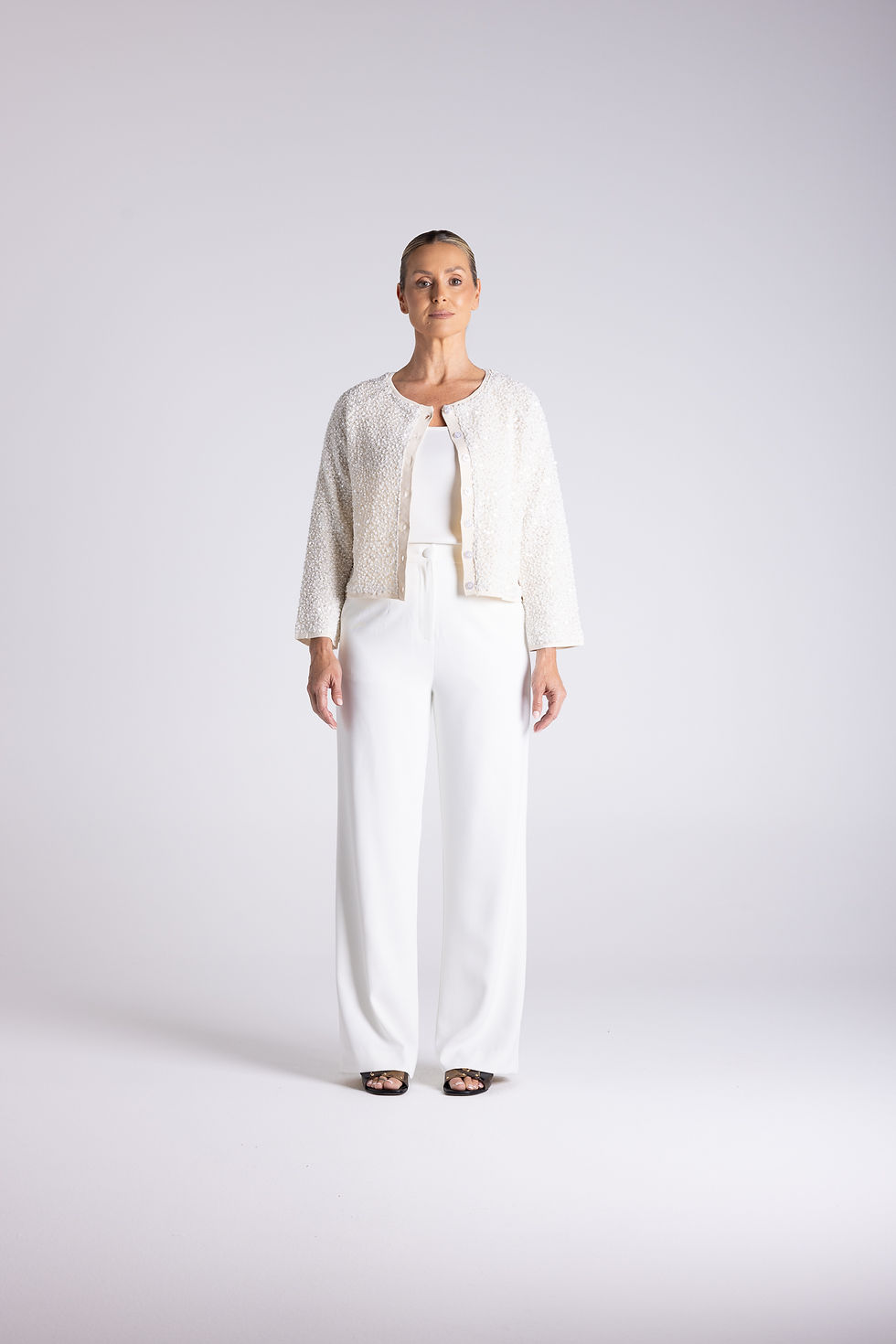 Thumbnail: Two T's 3410 Sequin Cardigan in milk